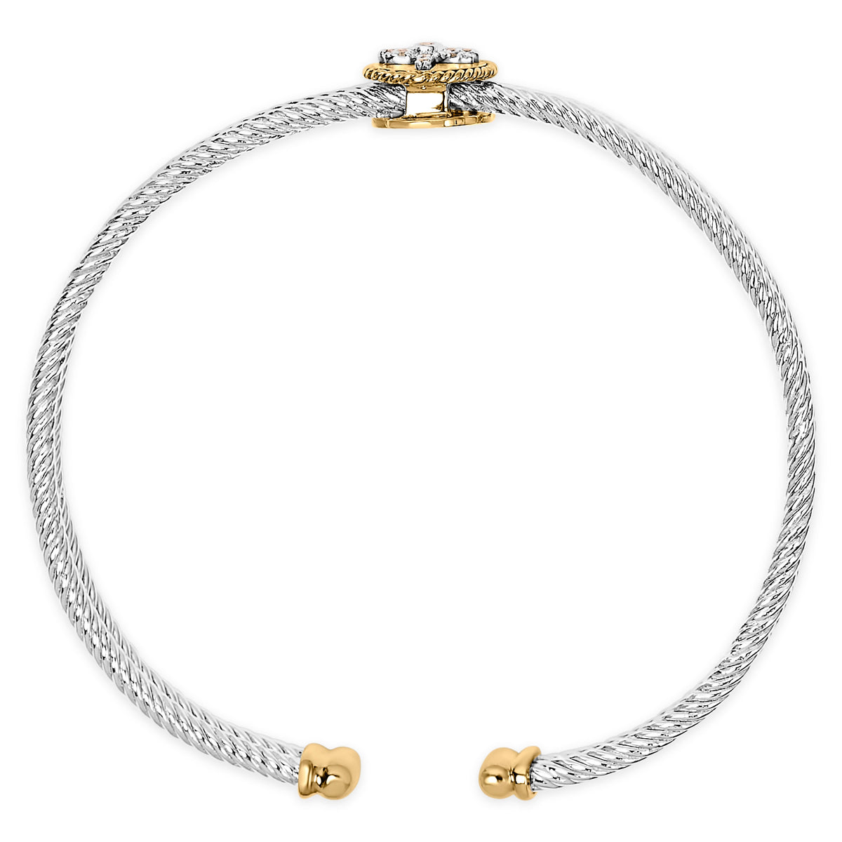 18K Yellow Gold Plated .925 Sterling Silver Diamond Accent Dragonfly Medallion Bangle Bracelet (I-J Color, SI1-SI2 Clarity) - 7.75 Inches