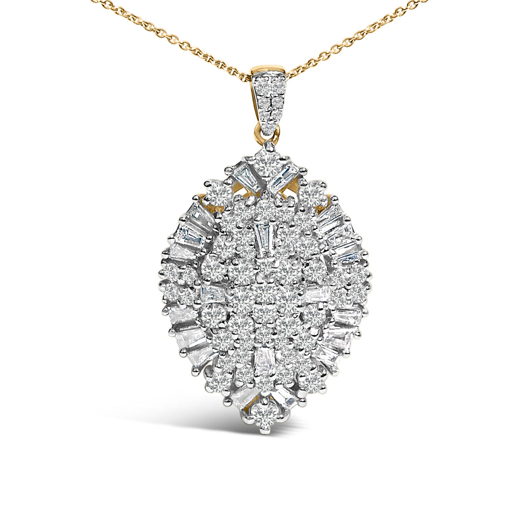 14K White and Yellow Gold 2.00 Cttw Diamond Cluster Pear Shaped Pendant Necklace (G-H Color, SI2-I1 Clarity) -20" Inches