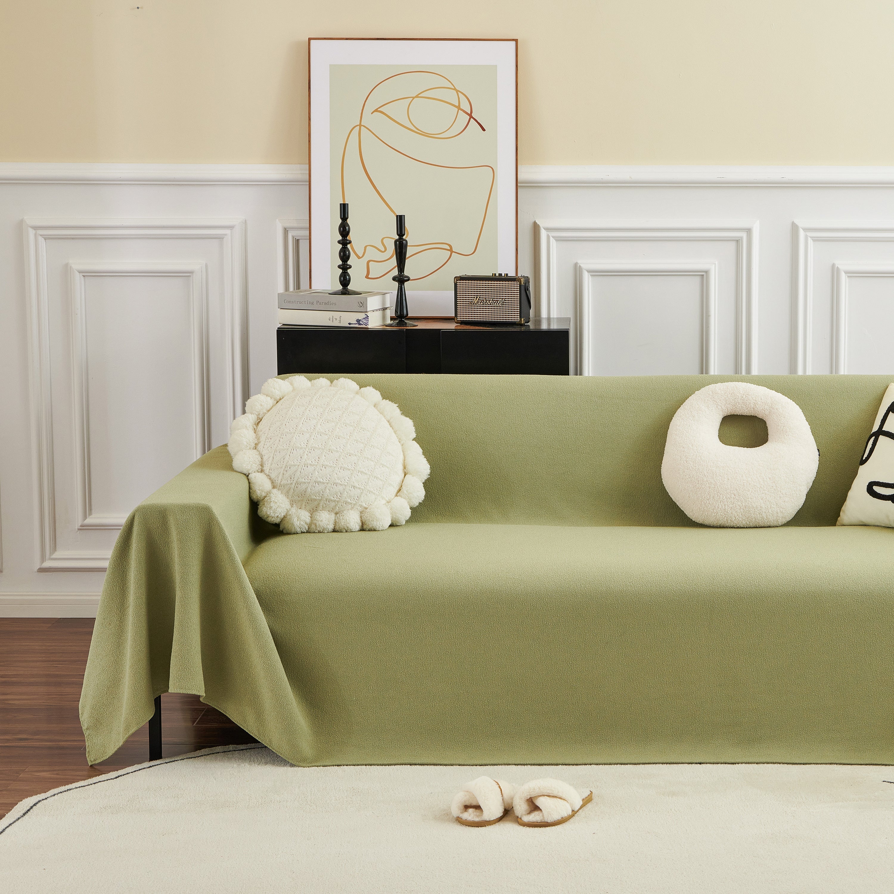 Teddy Throw Blanket and Stylish Slipcover for Couch, Waterproof Sofa Cover for Pets