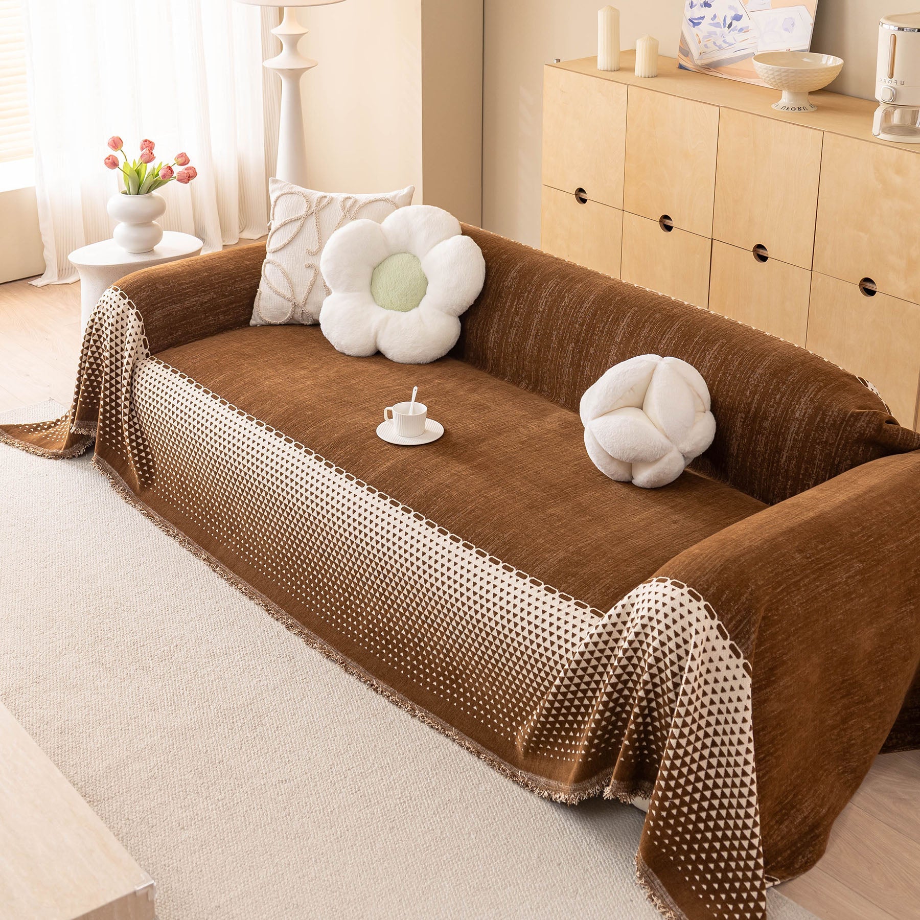 Decorative Couch Throw Cover, Washable Boho Couch Blanket Protector for Dogs, Cats