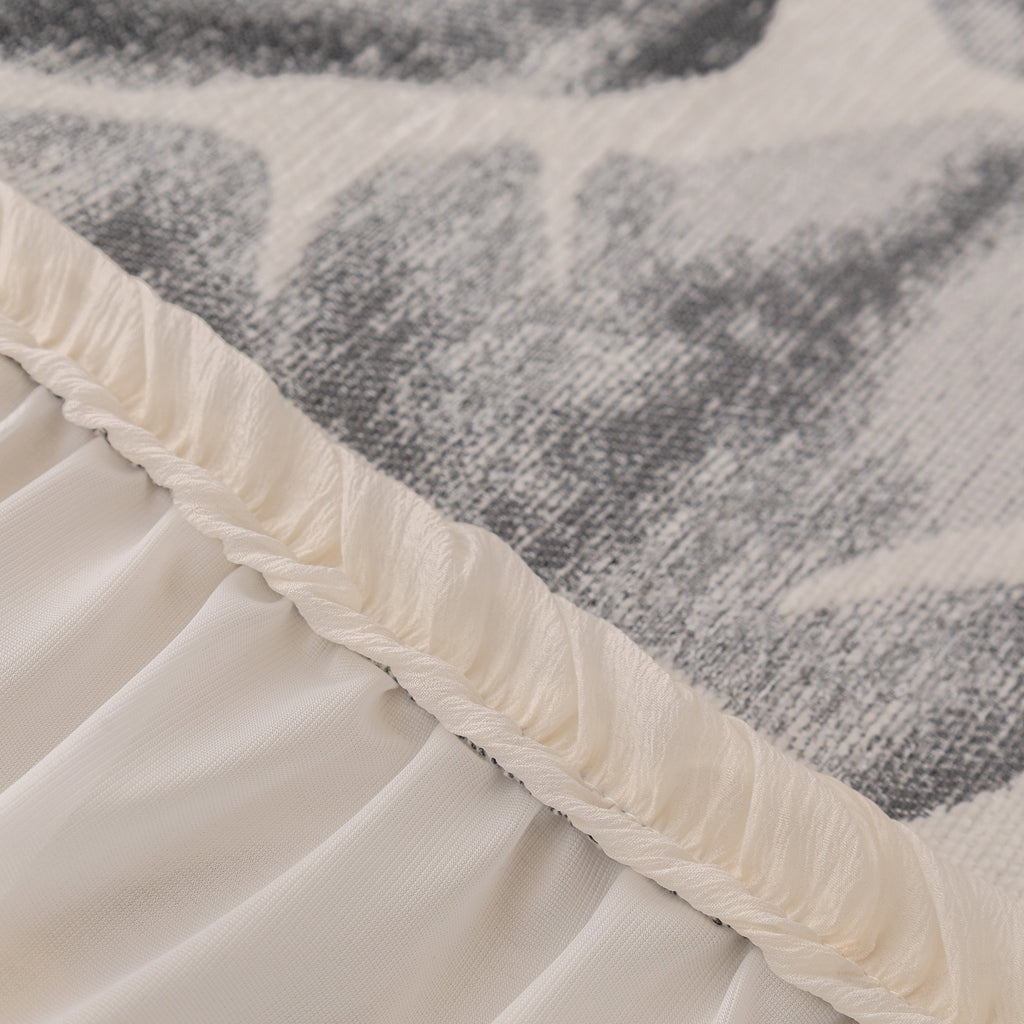 Botanical Sofa Cover with Chiffon Skirt, Floral Couch Throw Blanket for All-Season