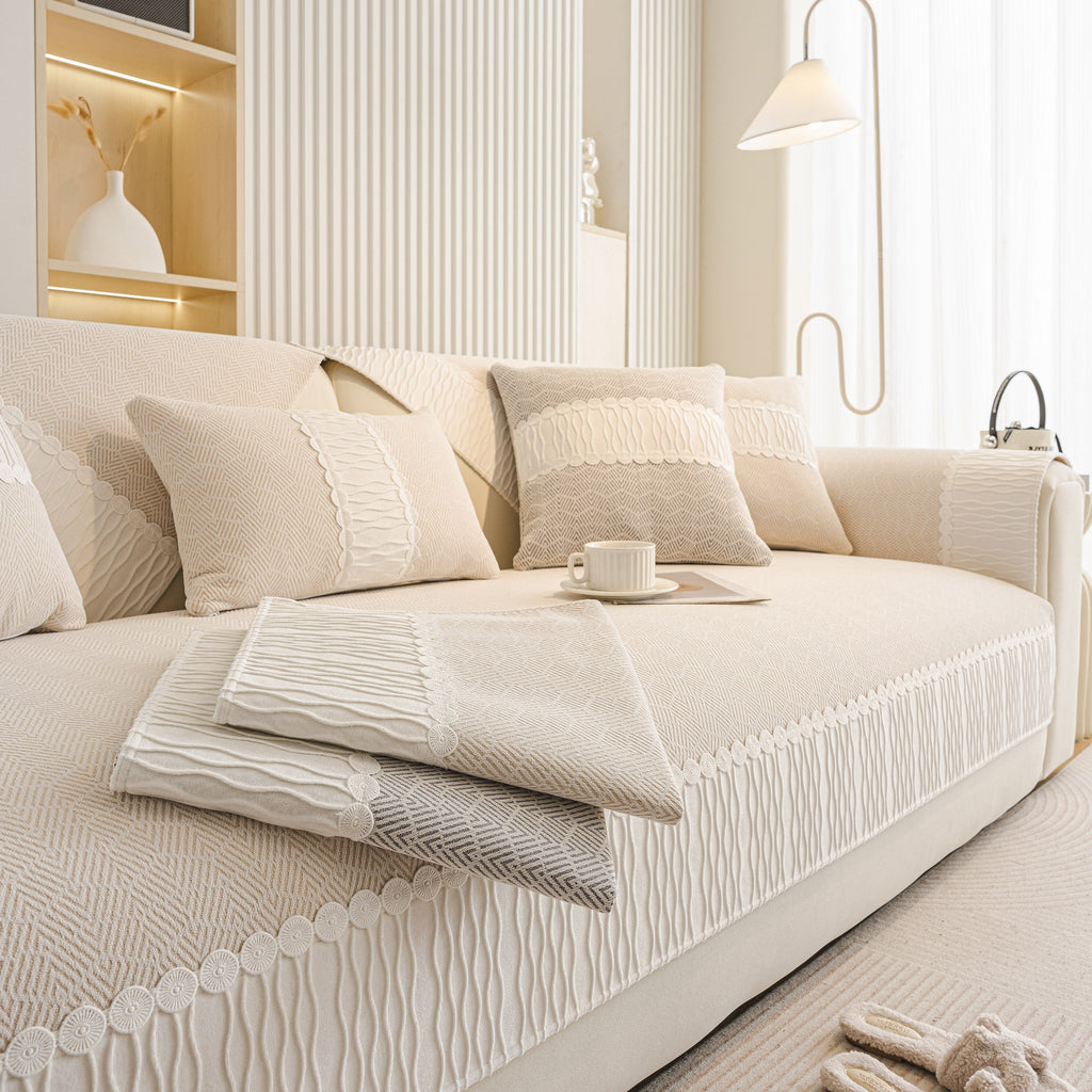 Herringbone Sofa Protector Cover, Non-Slip Couch Cover for Seat, Back & Arms