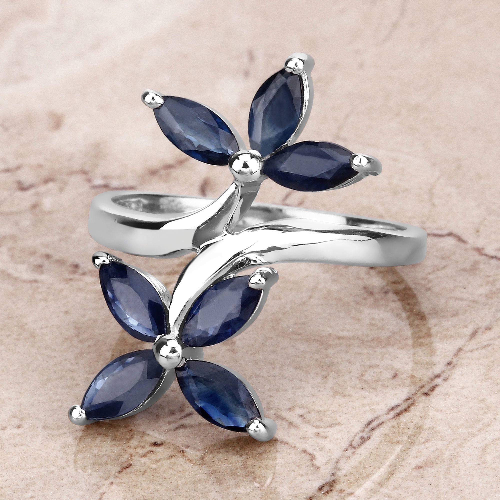 1.75 Carat Genuine Blue Sapphire .925 Sterling Silver Ring