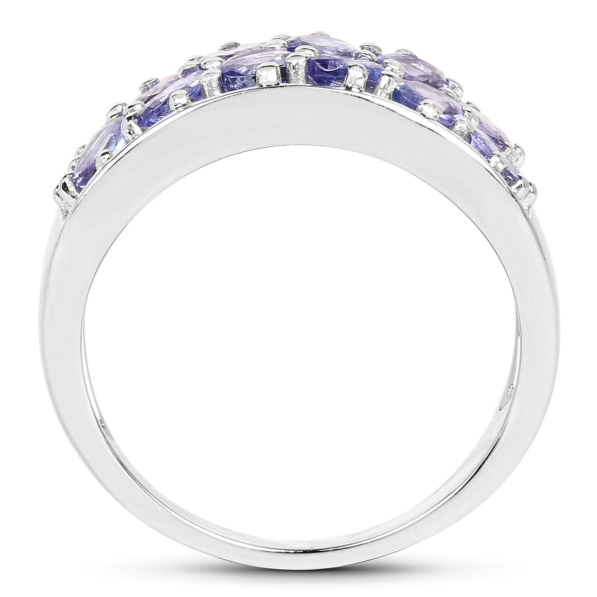 2.04 Carat Genuine Tanzanite .925 Sterling Silver Ring