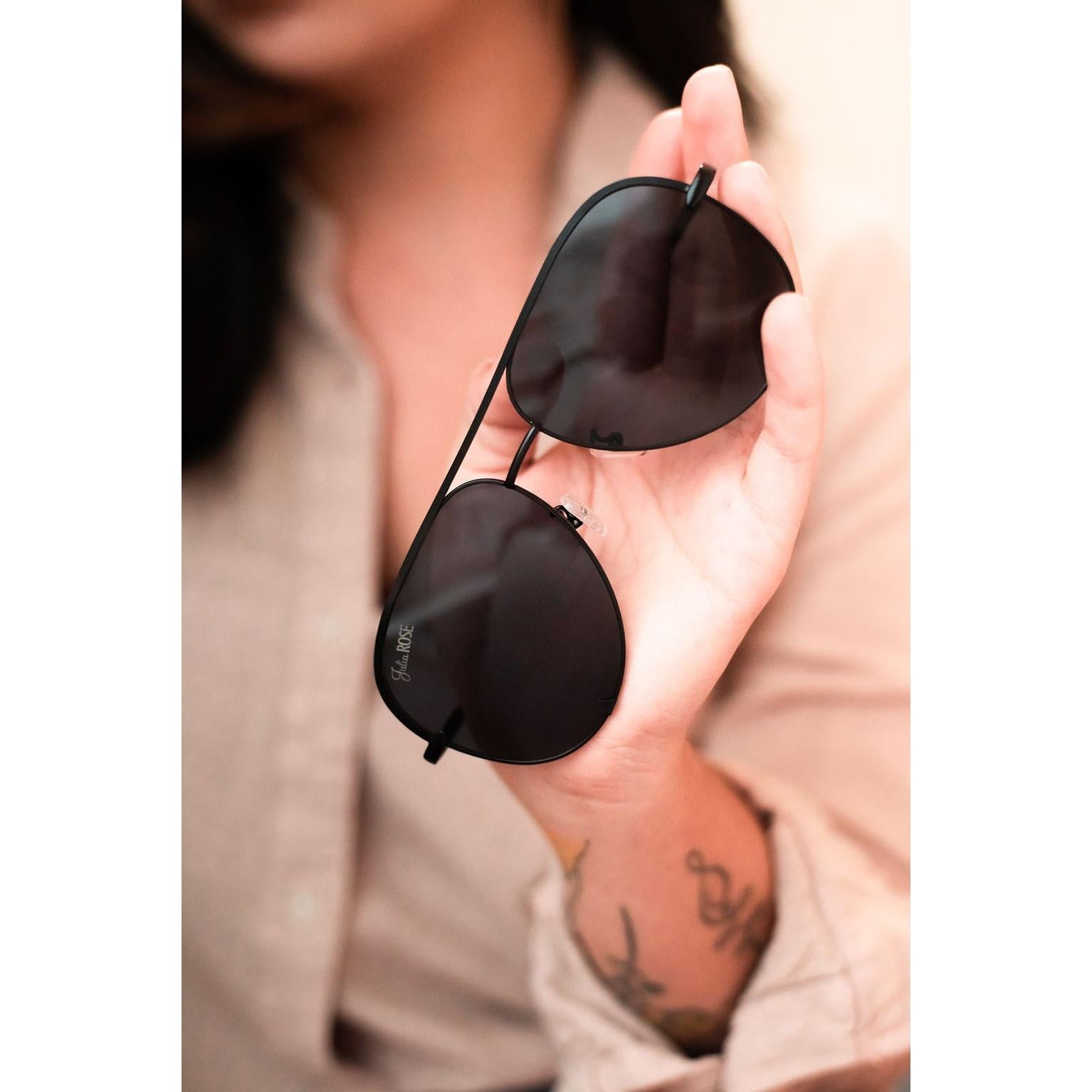 The Alex  Black/Black - High Quality Unisex Aviator Sunglasses