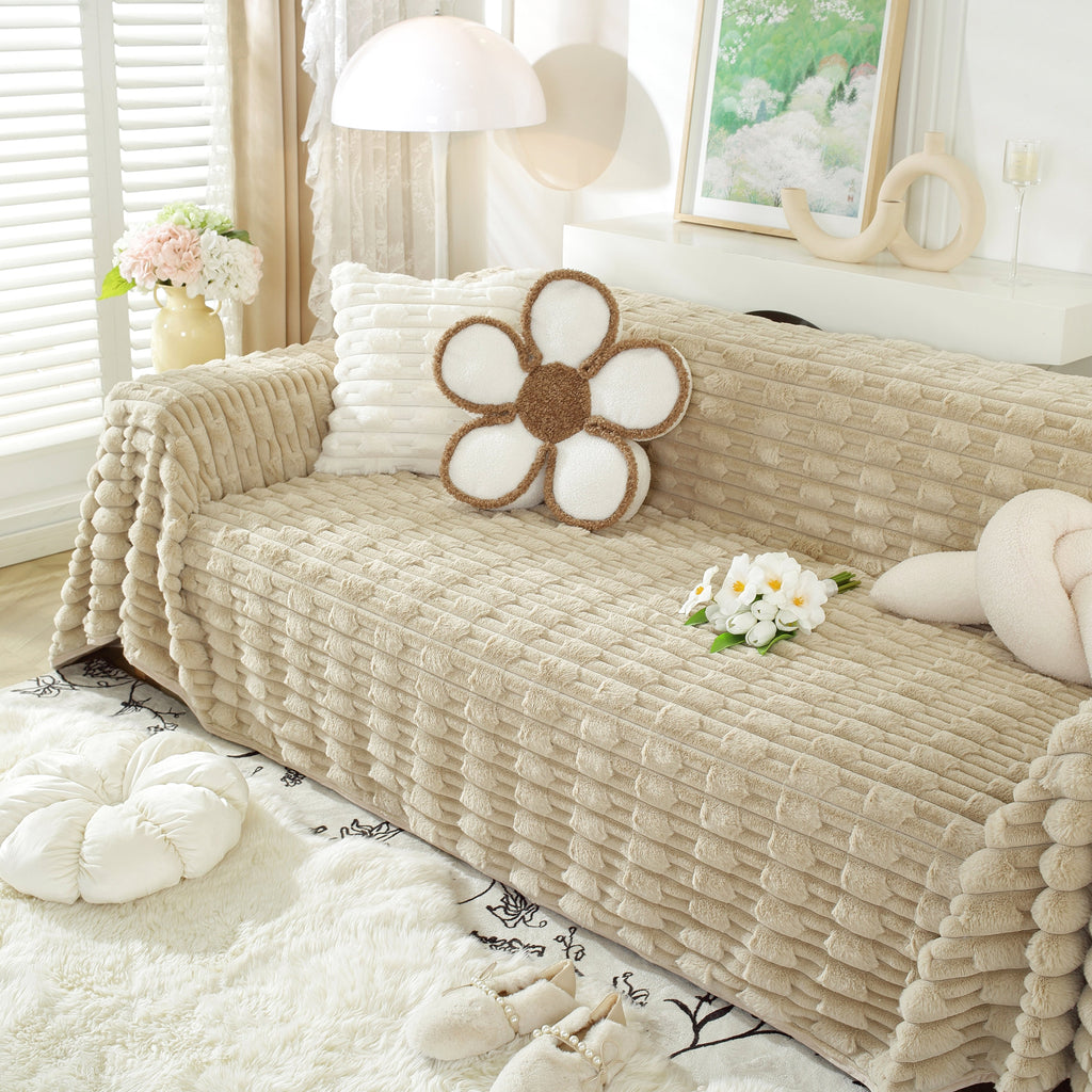 Fluffy Faux Fur Couch Cover Plush Sofa Throw, Warm & Stylish Sofa Protector