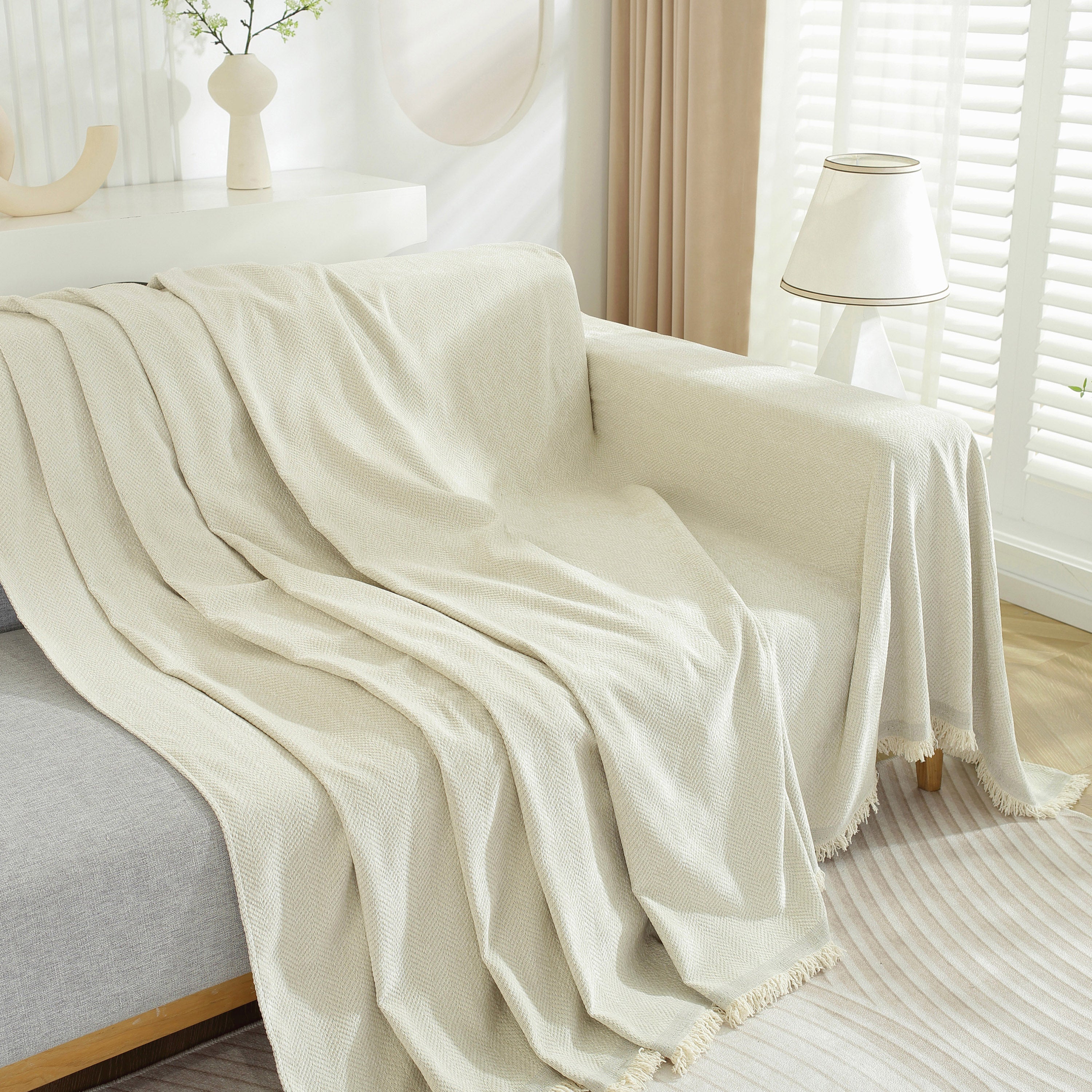 Chenille Herringbone Couch Protector Blanket, Stylish Throw Blankets for Couch and Couch Throw Cover