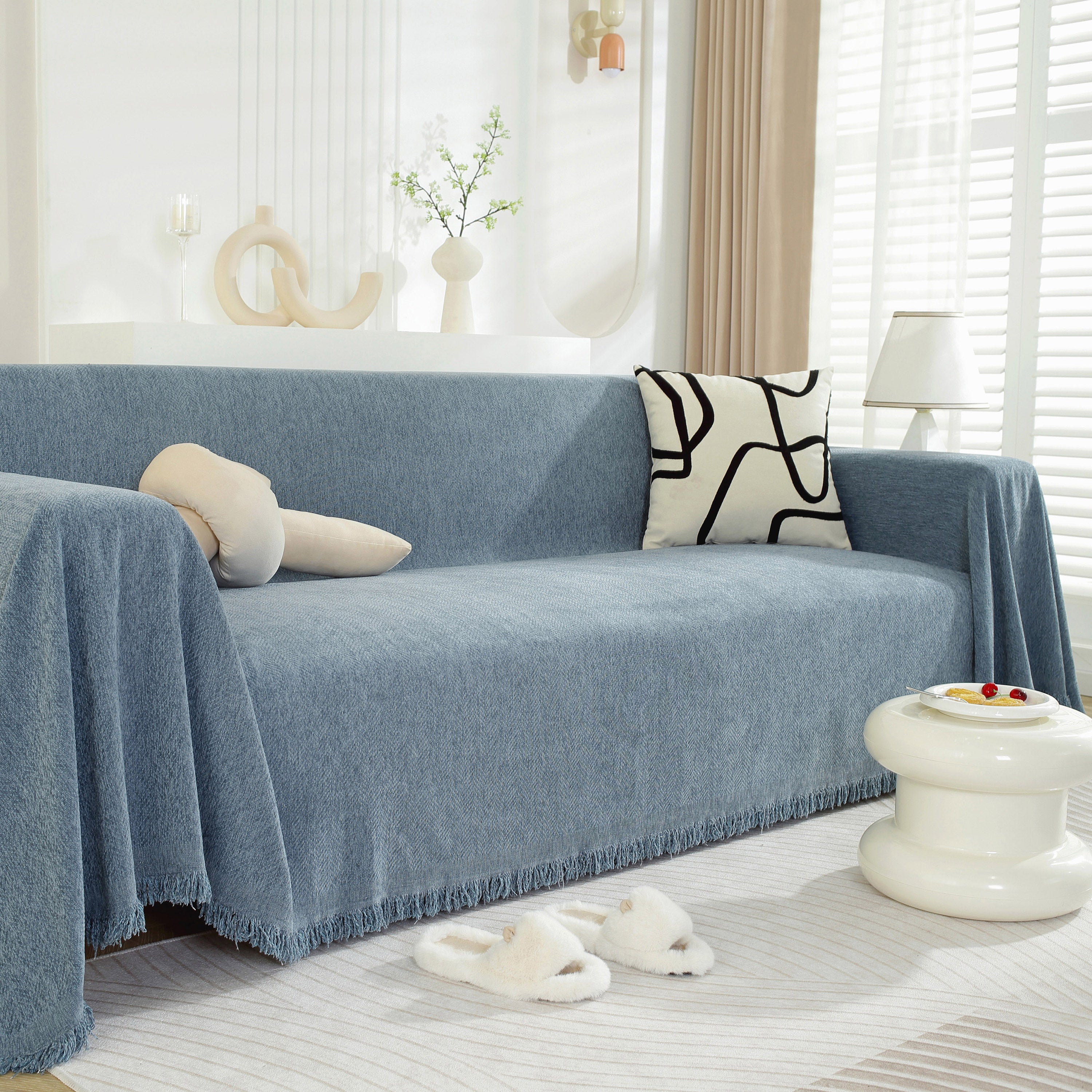 Chenille Herringbone Couch Protector Blanket, Stylish Throw Blankets for Couch and Couch Throw Cover