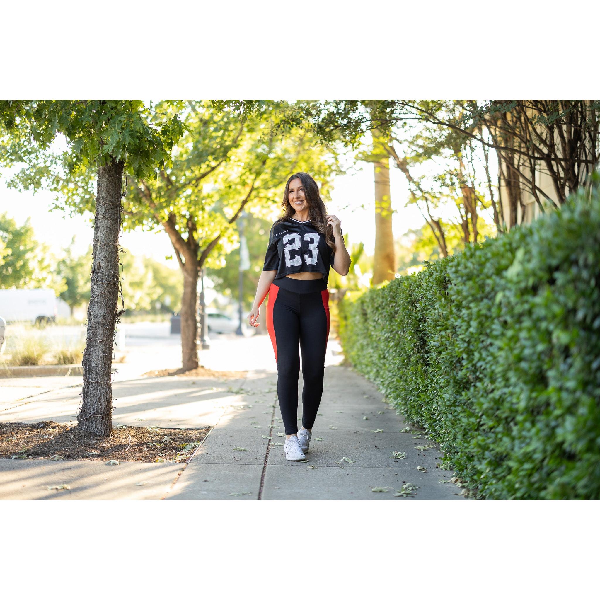 The Roxie - Red Panel Full Length Leggings