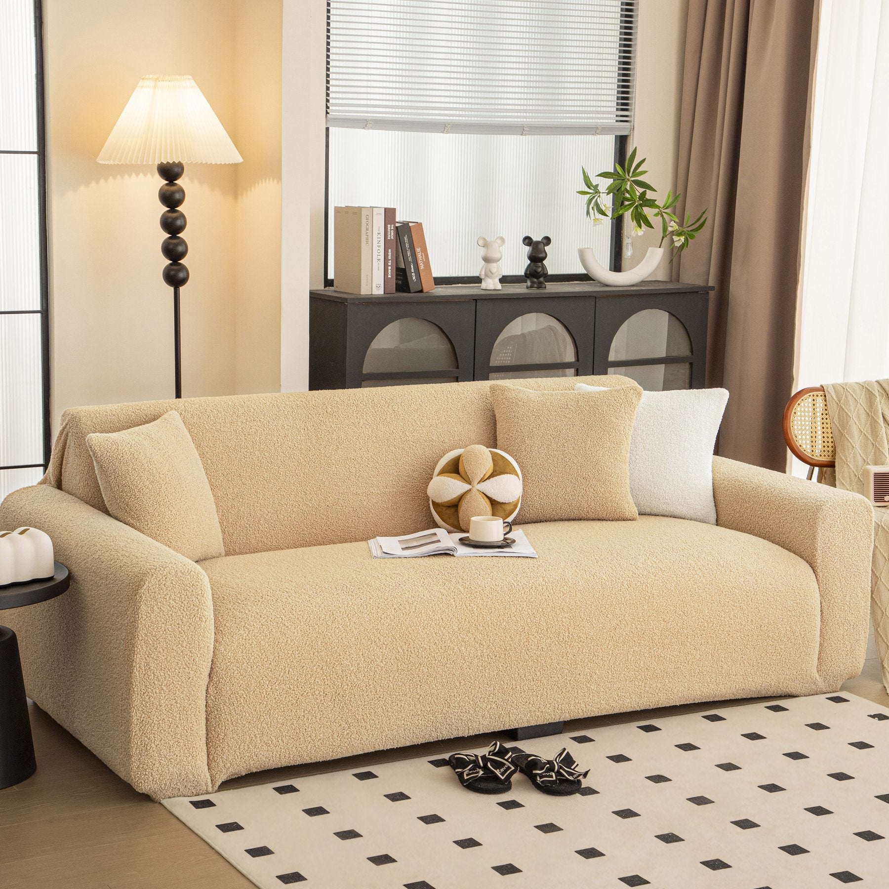 Stretch Plush Fitted Couch Slipcover Furniture Protector for 1/2/3/4/5 Cushion Couch