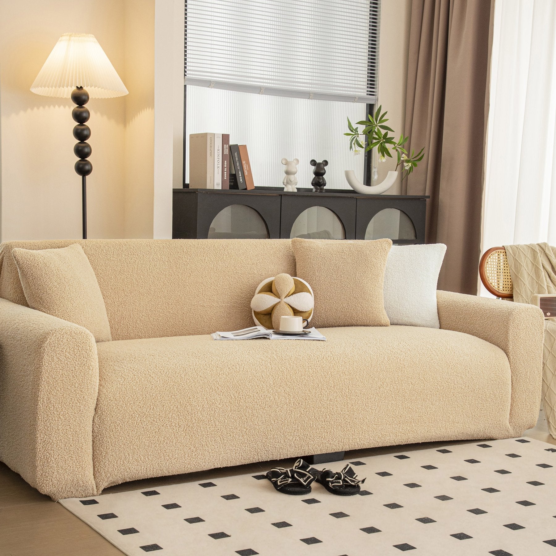 Stretch Plush Fitted Couch Slipcover Furniture Protector for 1/2/3/4/5 Cushion Couch