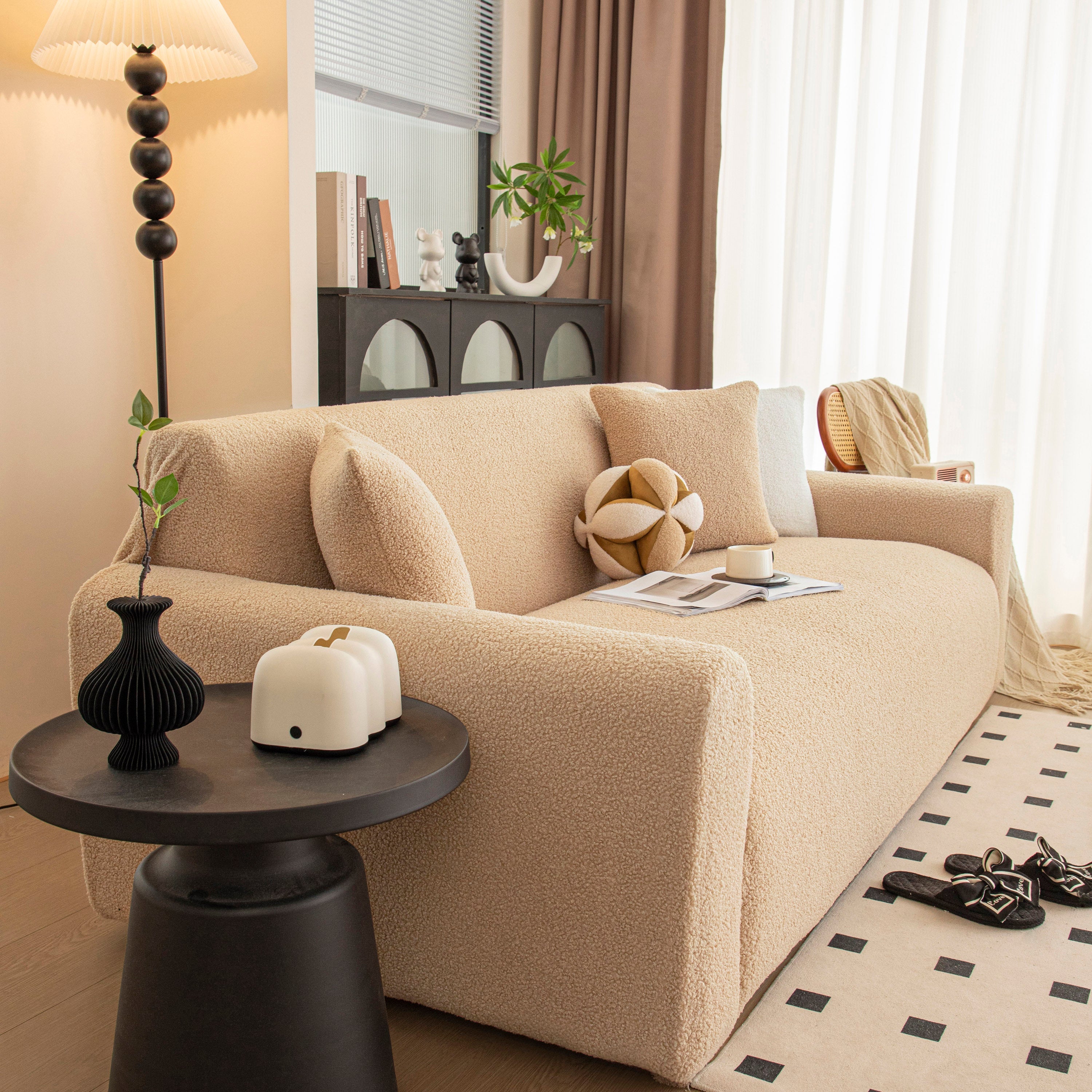 Stretch Plush Fitted Couch Slipcover Furniture Protector for 1/2/3/4/5 Cushion Couch