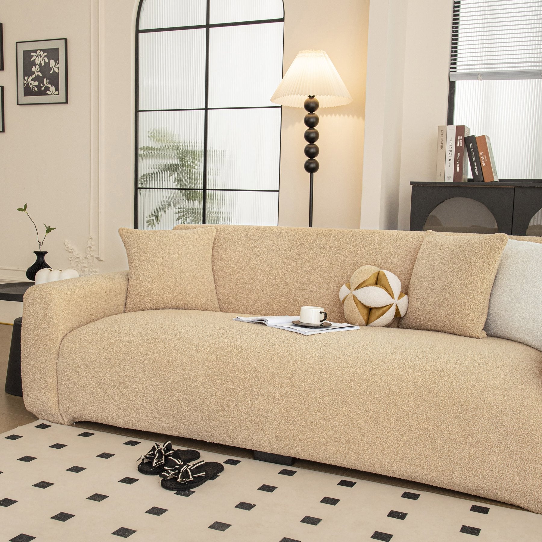 Stretch Plush Fitted Couch Slipcover Furniture Protector for 1/2/3/4/5 Cushion Couch