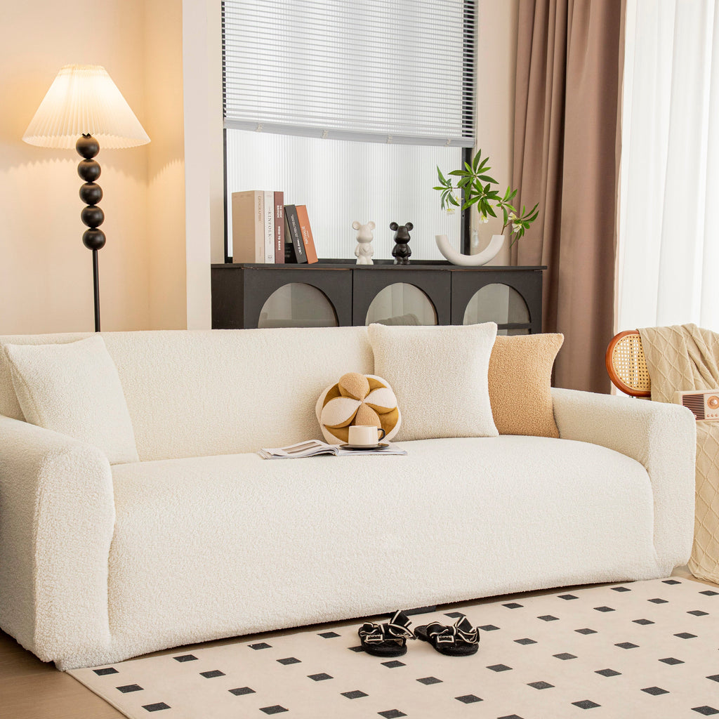 Stretch Plush Fitted Couch Slipcover Furniture Protector for 1/2/3/4/5 Cushion Couch