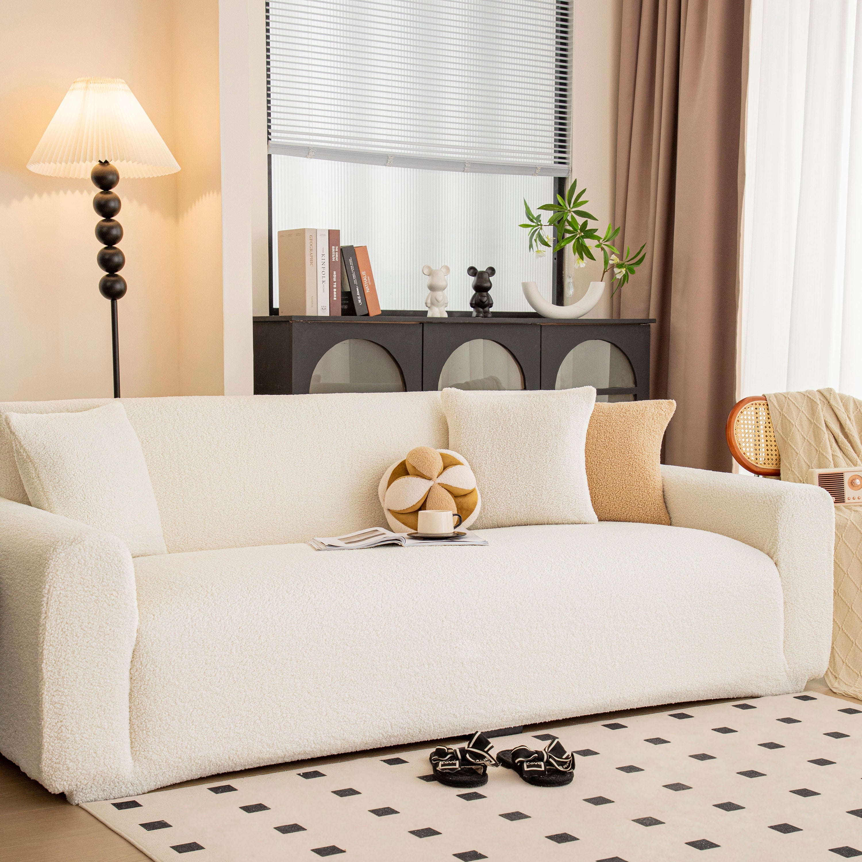 Stretch Plush Fitted Couch Slipcover Furniture Protector for 1/2/3/4/5 Cushion Couch