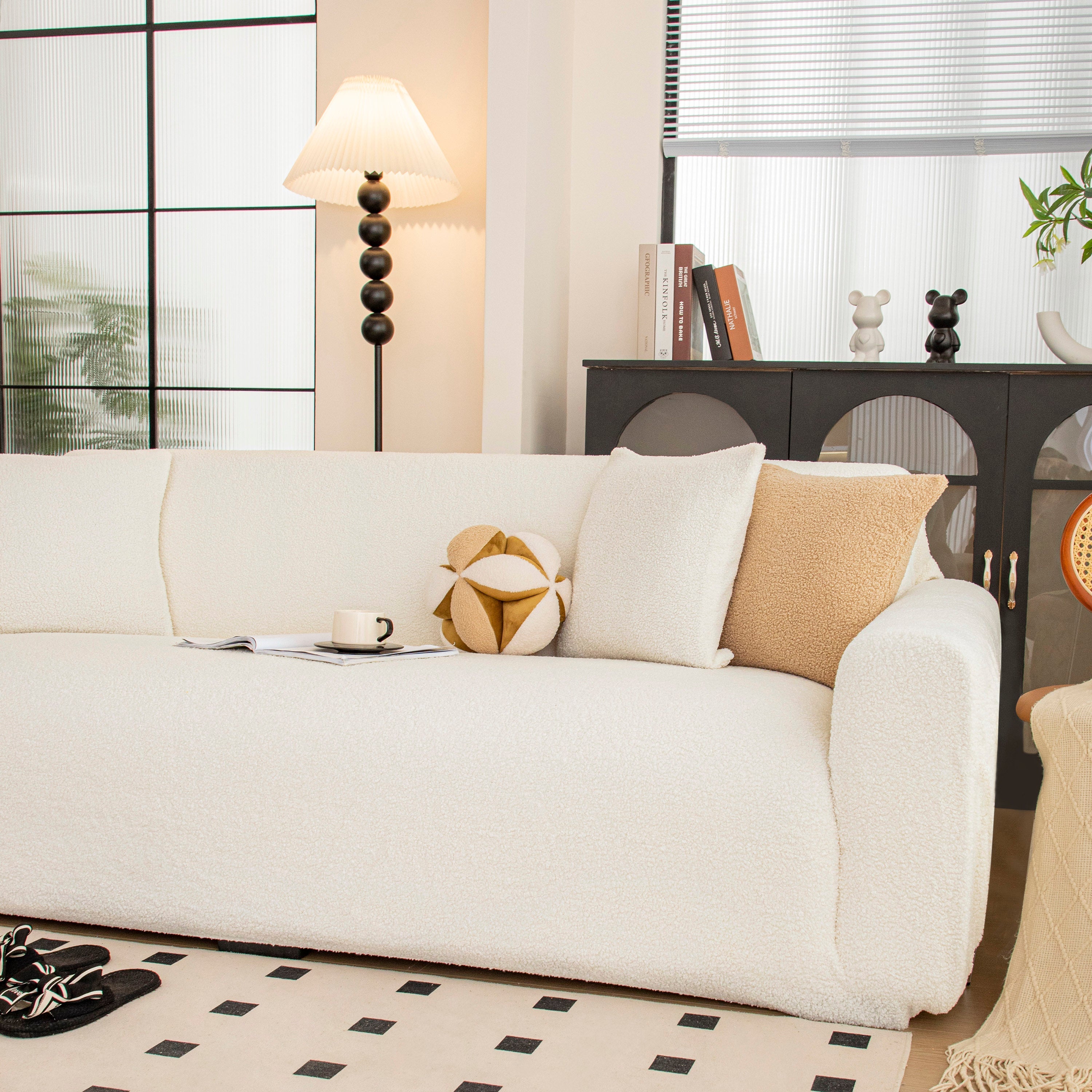 Stretch Plush Fitted Couch Slipcover Furniture Protector for 1/2/3/4/5 Cushion Couch
