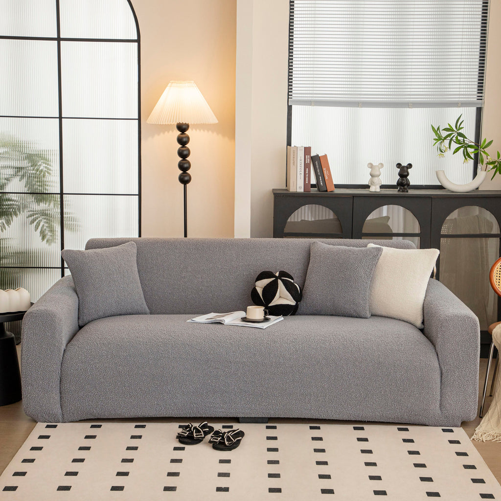 Stretch Plush Fitted Couch Slipcover Furniture Protector for 1/2/3/4/5 Cushion Couch