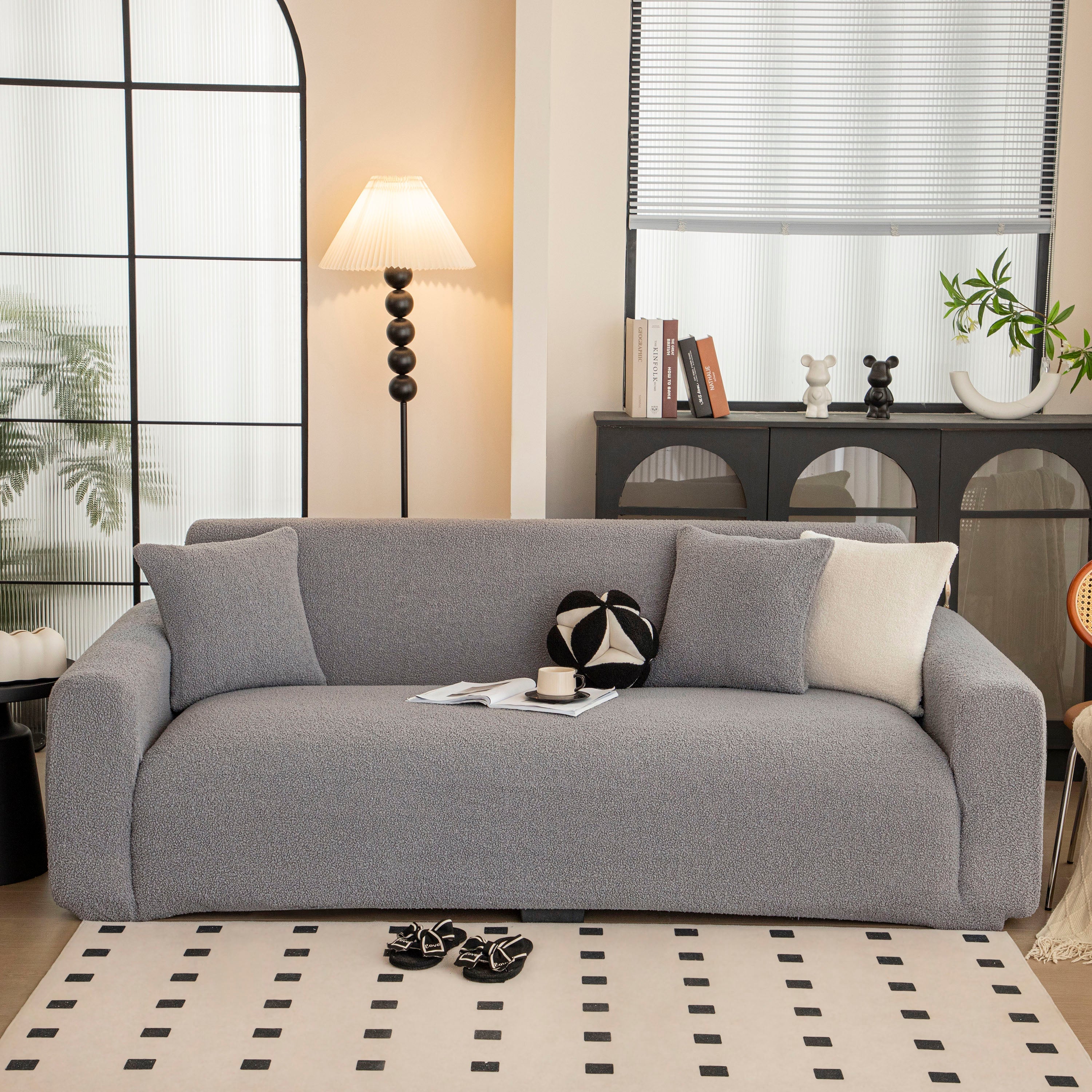 Stretch Plush Fitted Couch Slipcover Furniture Protector for 1/2/3/4/5 Cushion Couch