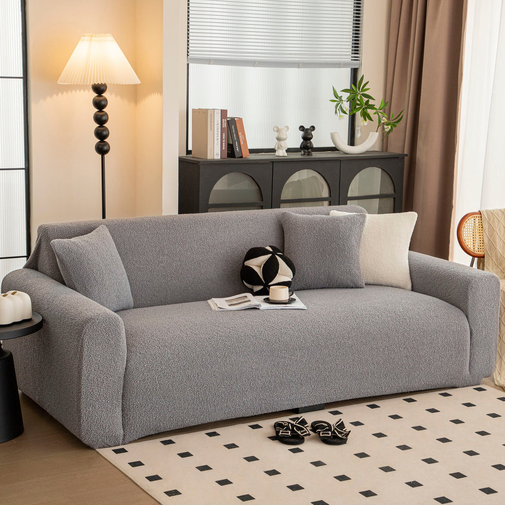 Stretch Plush Fitted Couch Slipcover Furniture Protector for 1/2/3/4/5 Cushion Couch