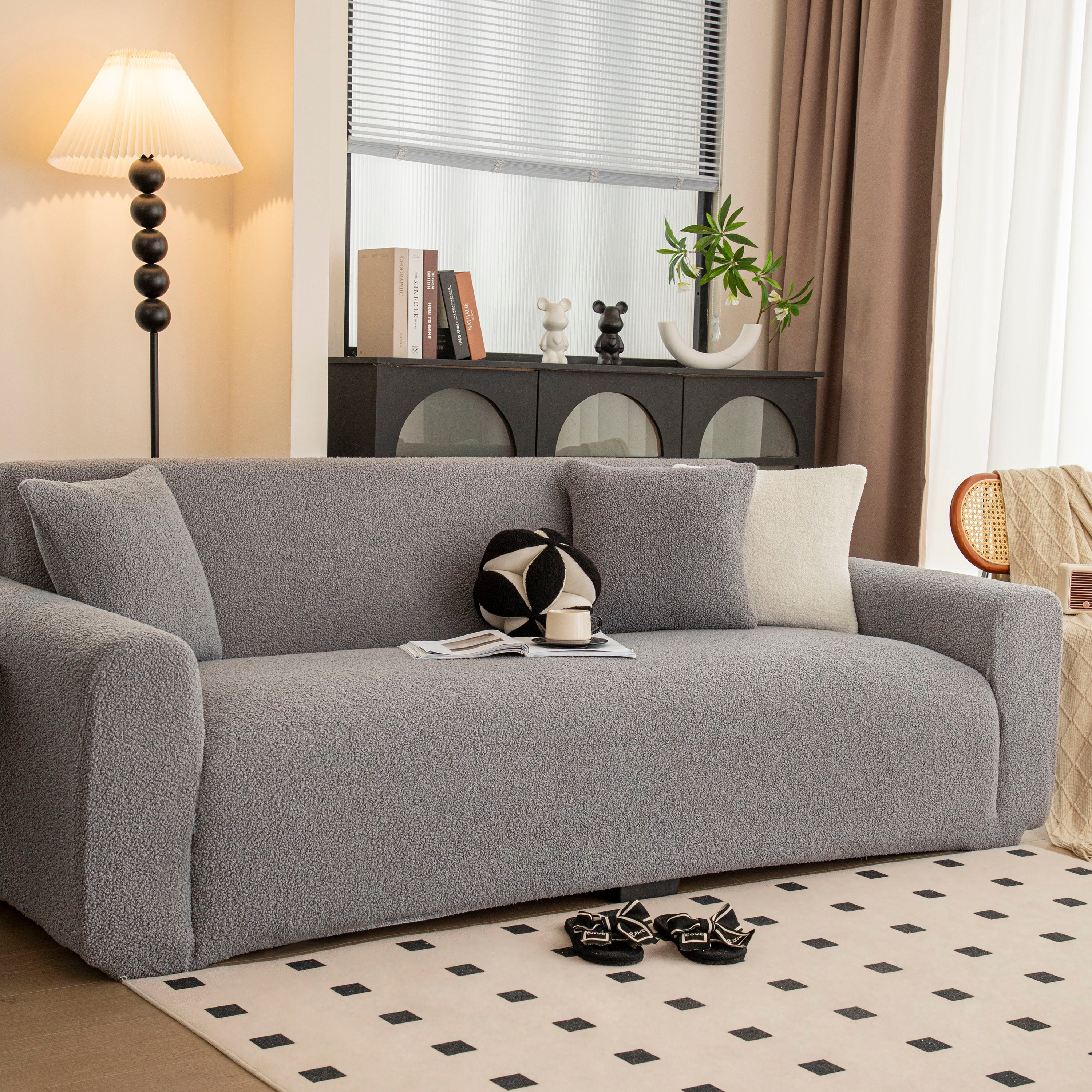 Stretch Plush Fitted Couch Slipcover Furniture Protector for 1/2/3/4/5 Cushion Couch