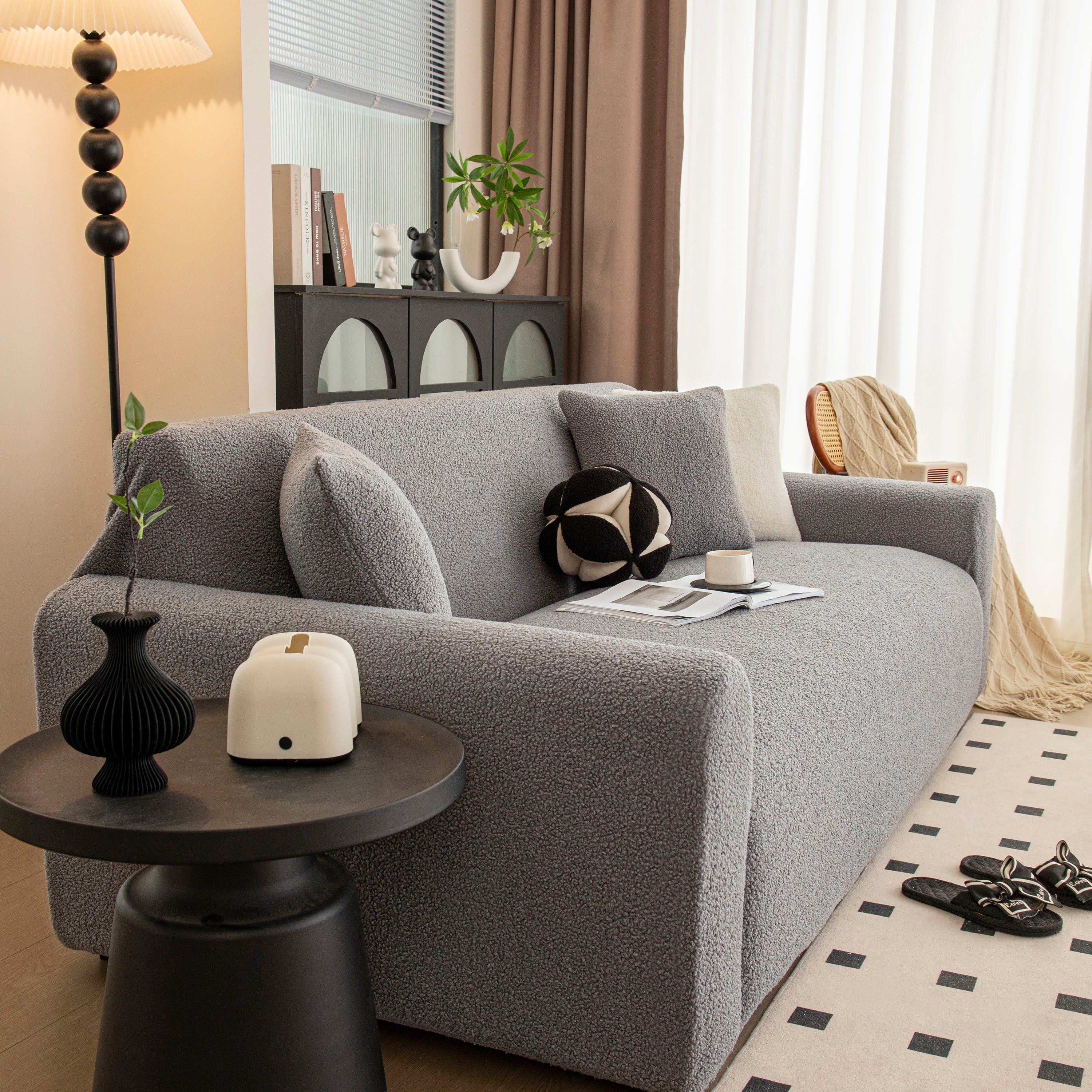 Stretch Plush Fitted Couch Slipcover Furniture Protector for 1/2/3/4/5 Cushion Couch