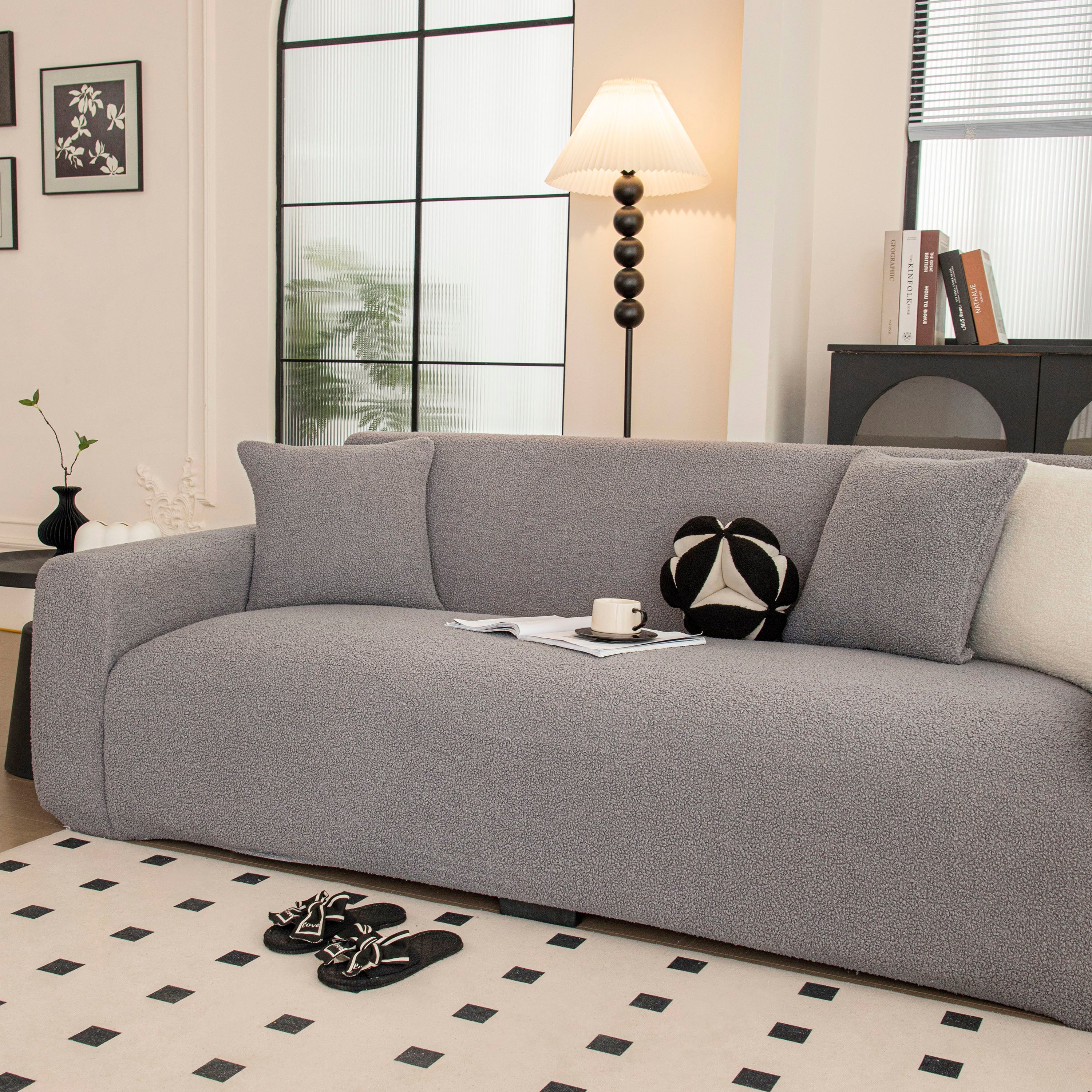 Stretch Plush Fitted Couch Slipcover Furniture Protector for 1/2/3/4/5 Cushion Couch