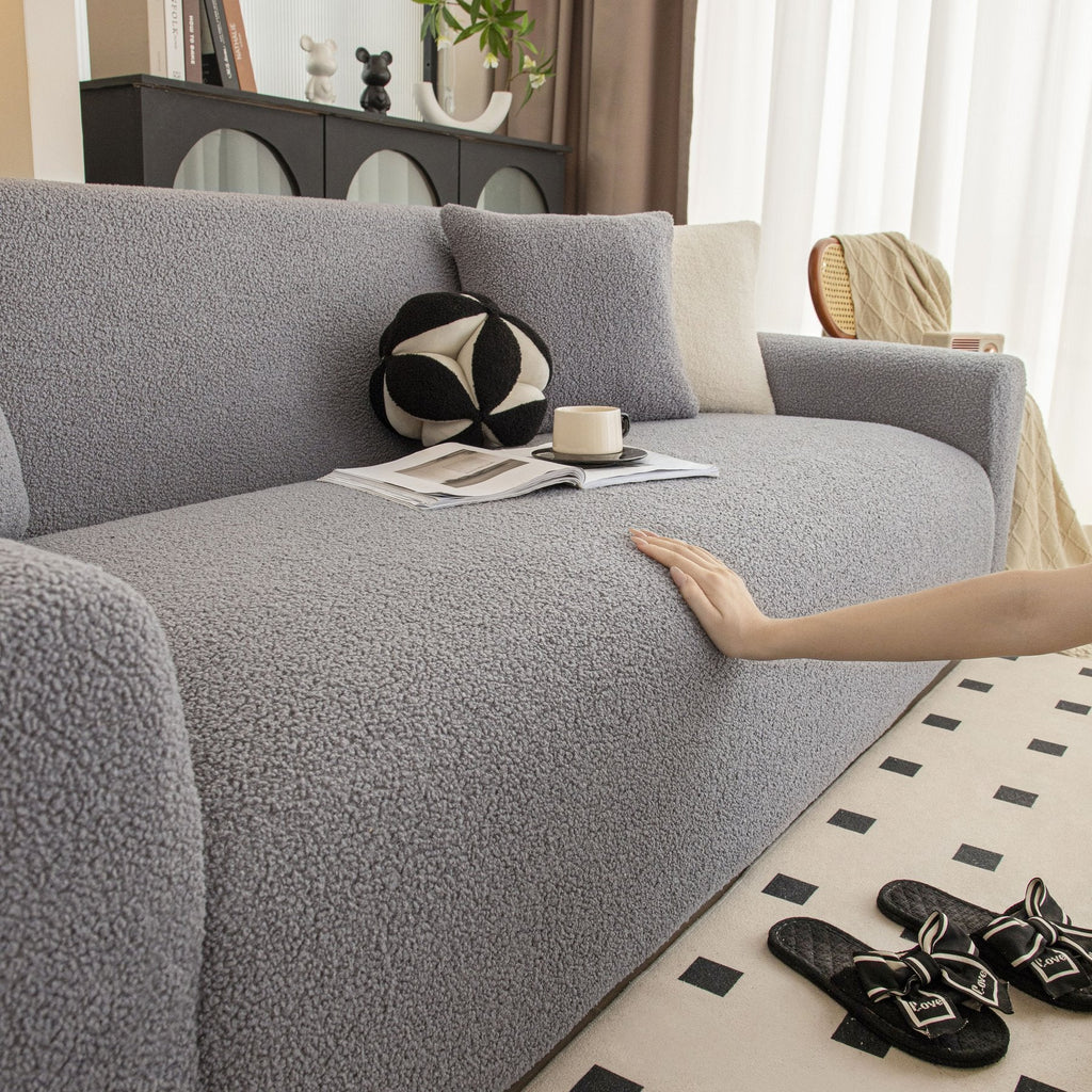 Stretch Plush Fitted Couch Slipcover Furniture Protector for 1/2/3/4/5 Cushion Couch