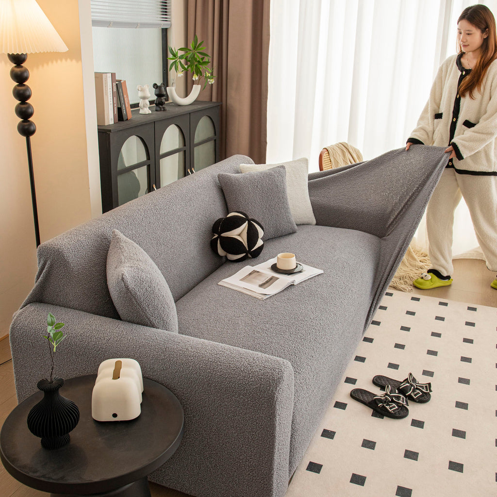 Stretch Plush Fitted Couch Slipcover Furniture Protector for 1/2/3/4/5 Cushion Couch