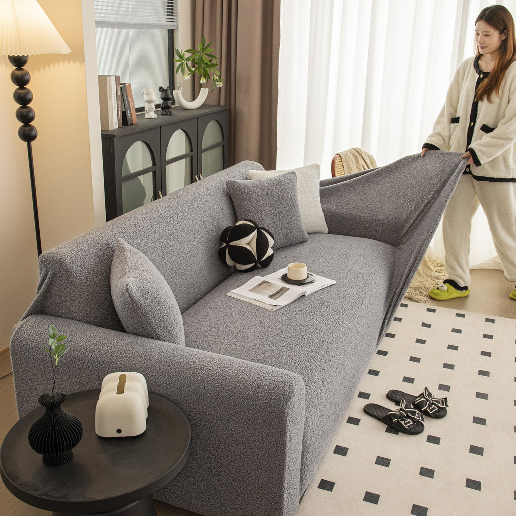 Stretch Plush Fitted Couch Slipcover Furniture Protector for 1/2/3/4/5 Cushion Couch