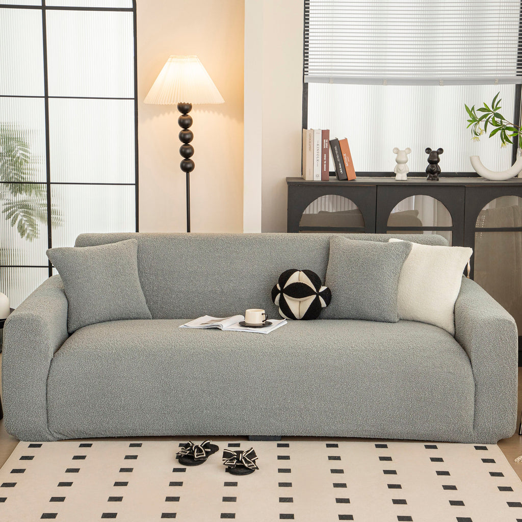 Stretch Plush Fitted Couch Slipcover Furniture Protector for 1/2/3/4/5 Cushion Couch