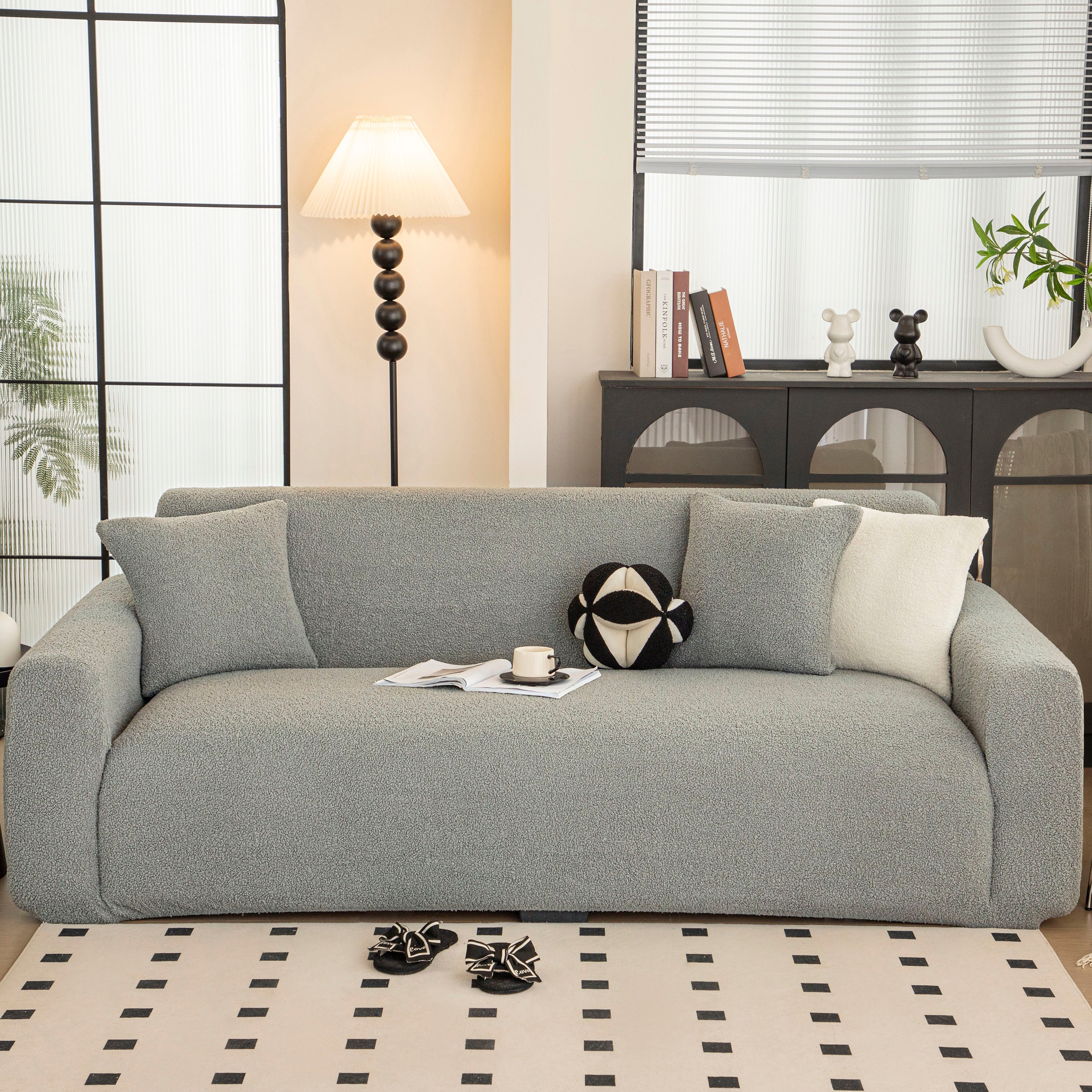 Stretch Plush Fitted Couch Slipcover Furniture Protector for 1/2/3/4/5 Cushion Couch