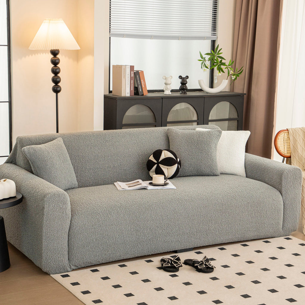Stretch Plush Fitted Couch Slipcover Furniture Protector for 1/2/3/4/5 Cushion Couch