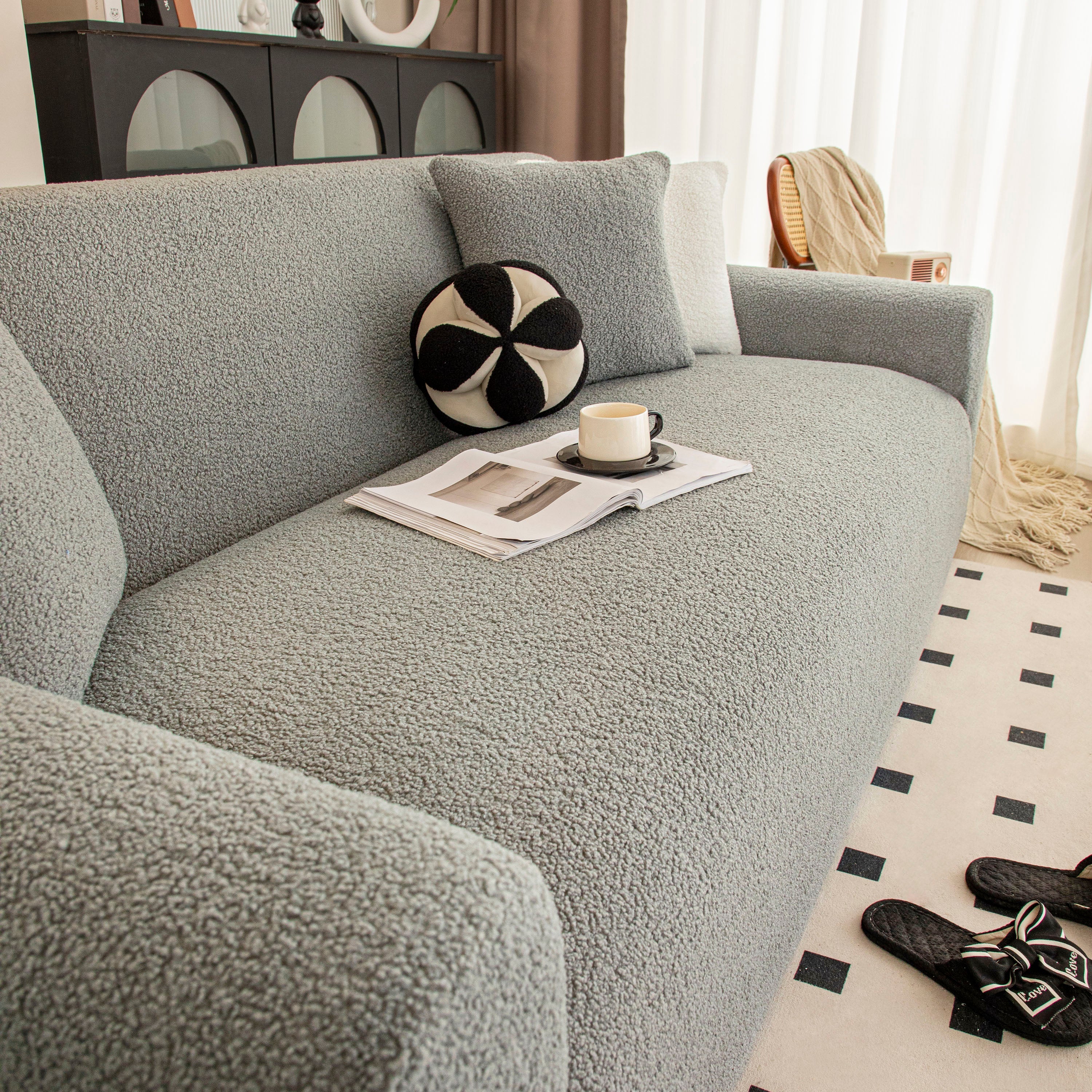 Stretch Plush Fitted Couch Slipcover Furniture Protector for 1/2/3/4/5 Cushion Couch