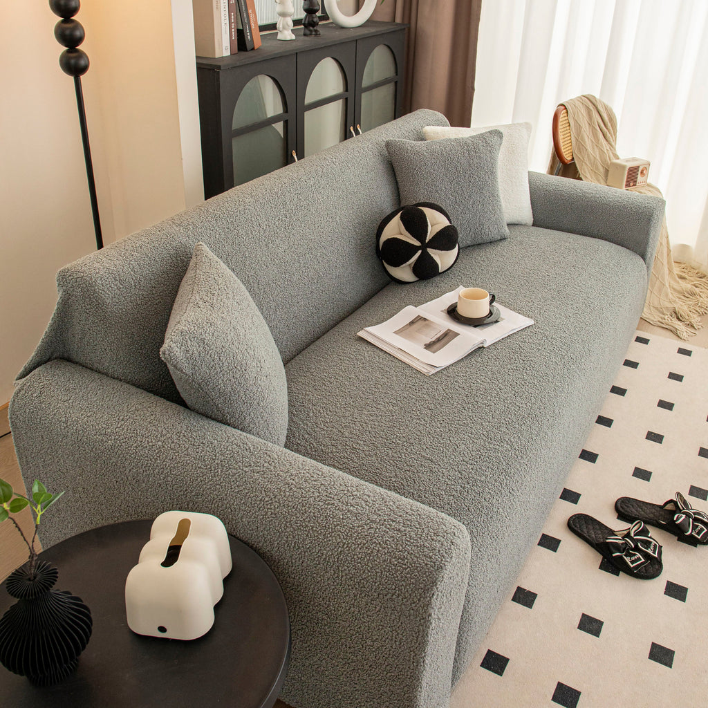 Stretch Plush Fitted Couch Slipcover Furniture Protector for 1/2/3/4/5 Cushion Couch