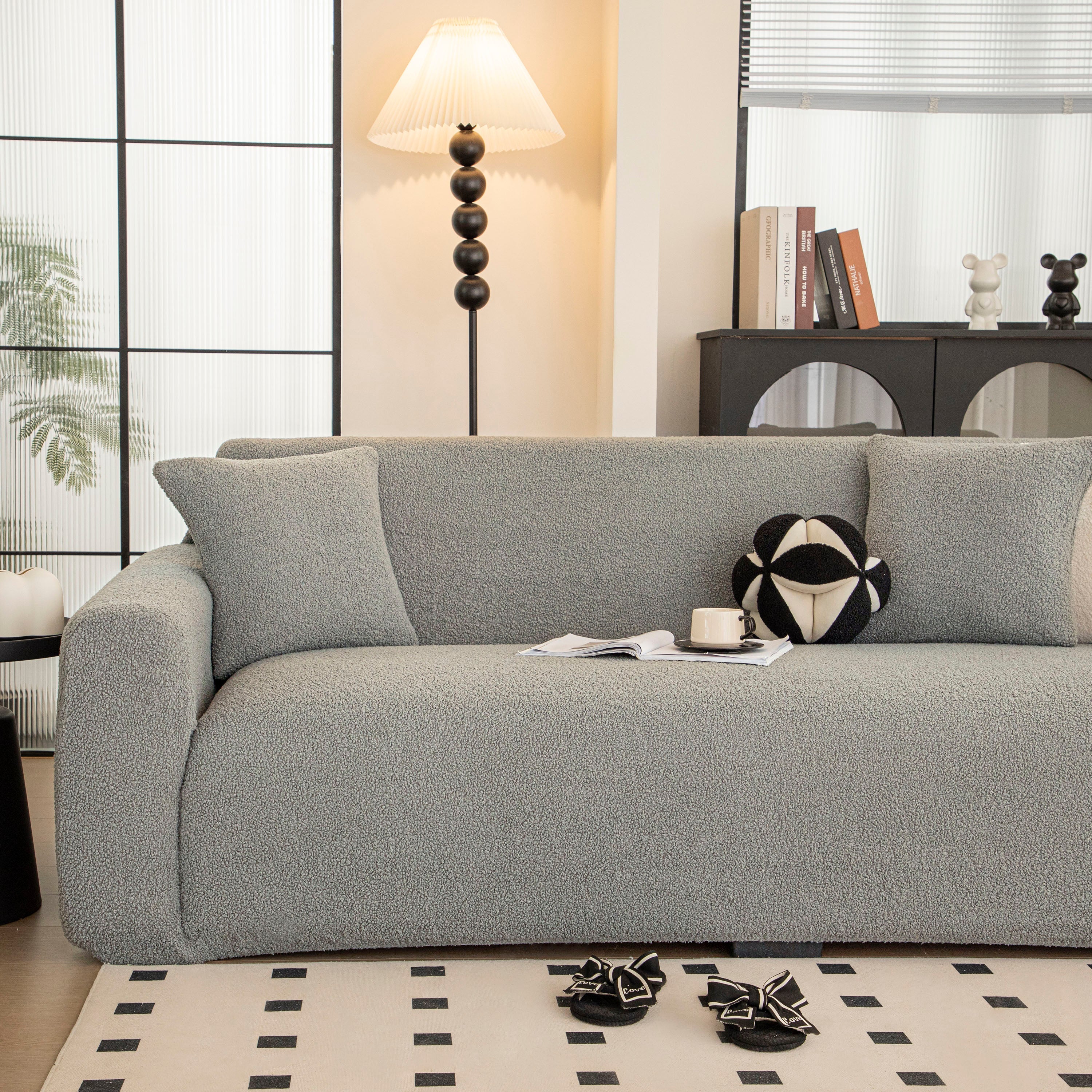 Stretch Plush Fitted Couch Slipcover Furniture Protector for 1/2/3/4/5 Cushion Couch