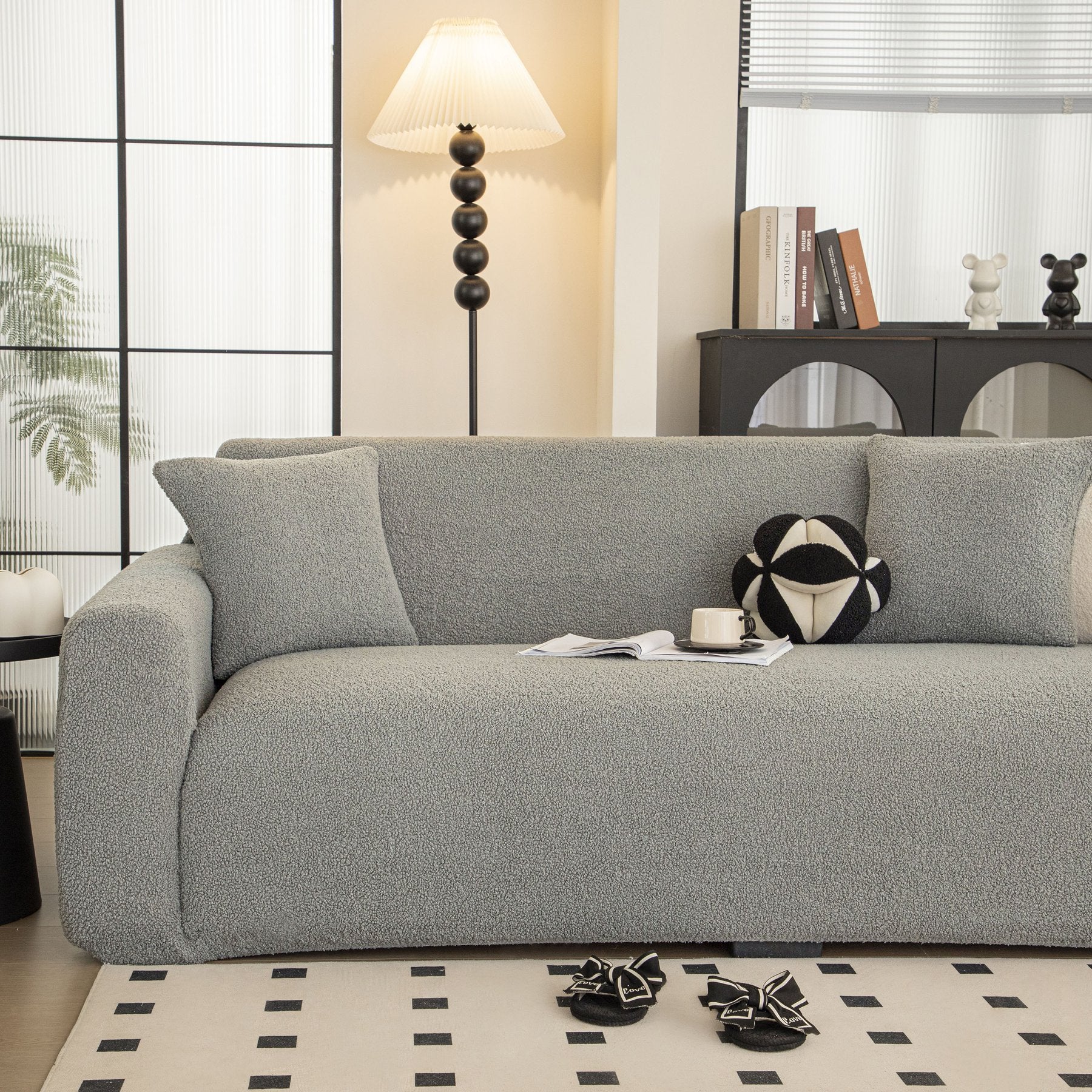Stretch Plush Fitted Couch Slipcover Furniture Protector for 1/2/3/4/5 Cushion Couch