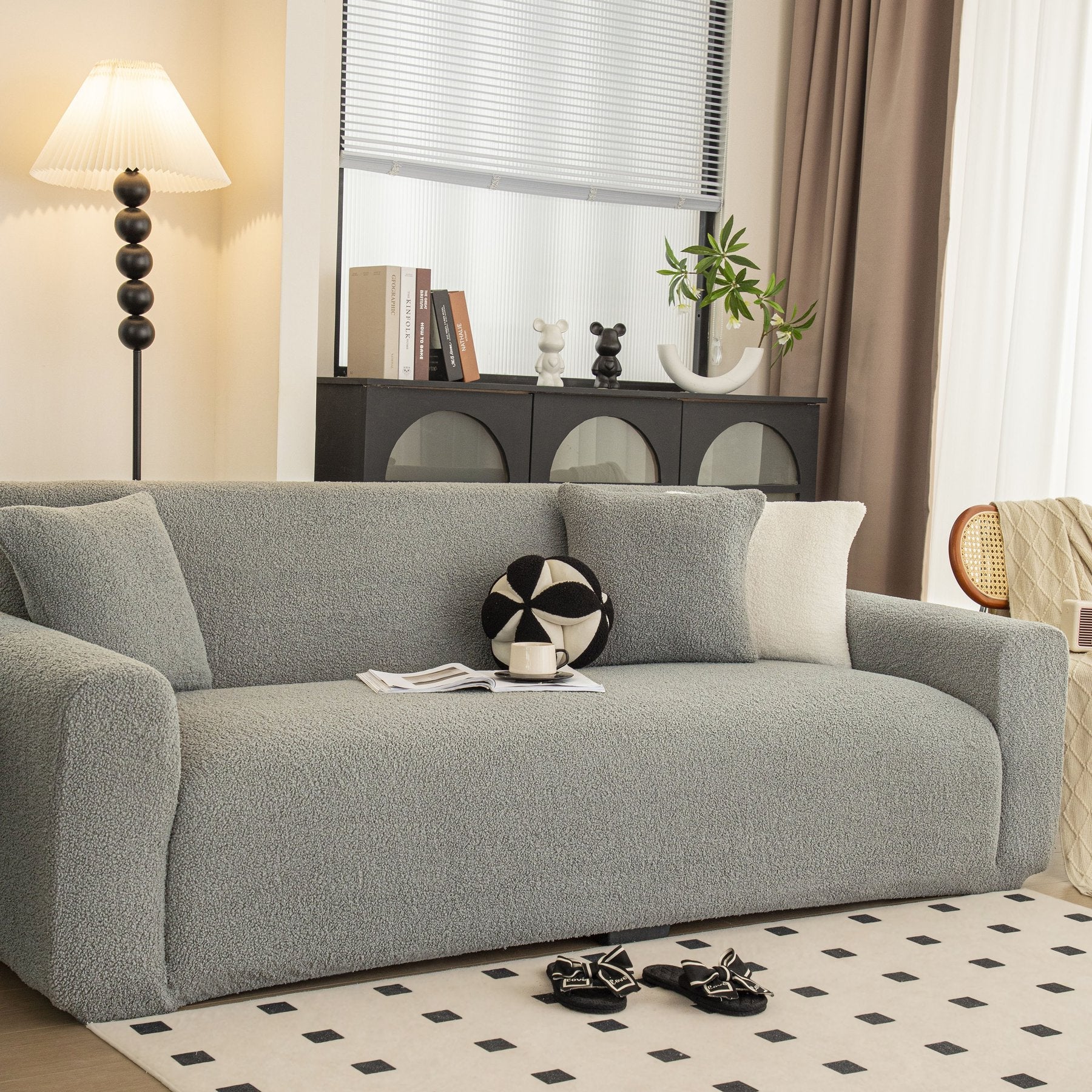 Stretch Plush Fitted Couch Slipcover Furniture Protector for 1/2/3/4/5 Cushion Couch