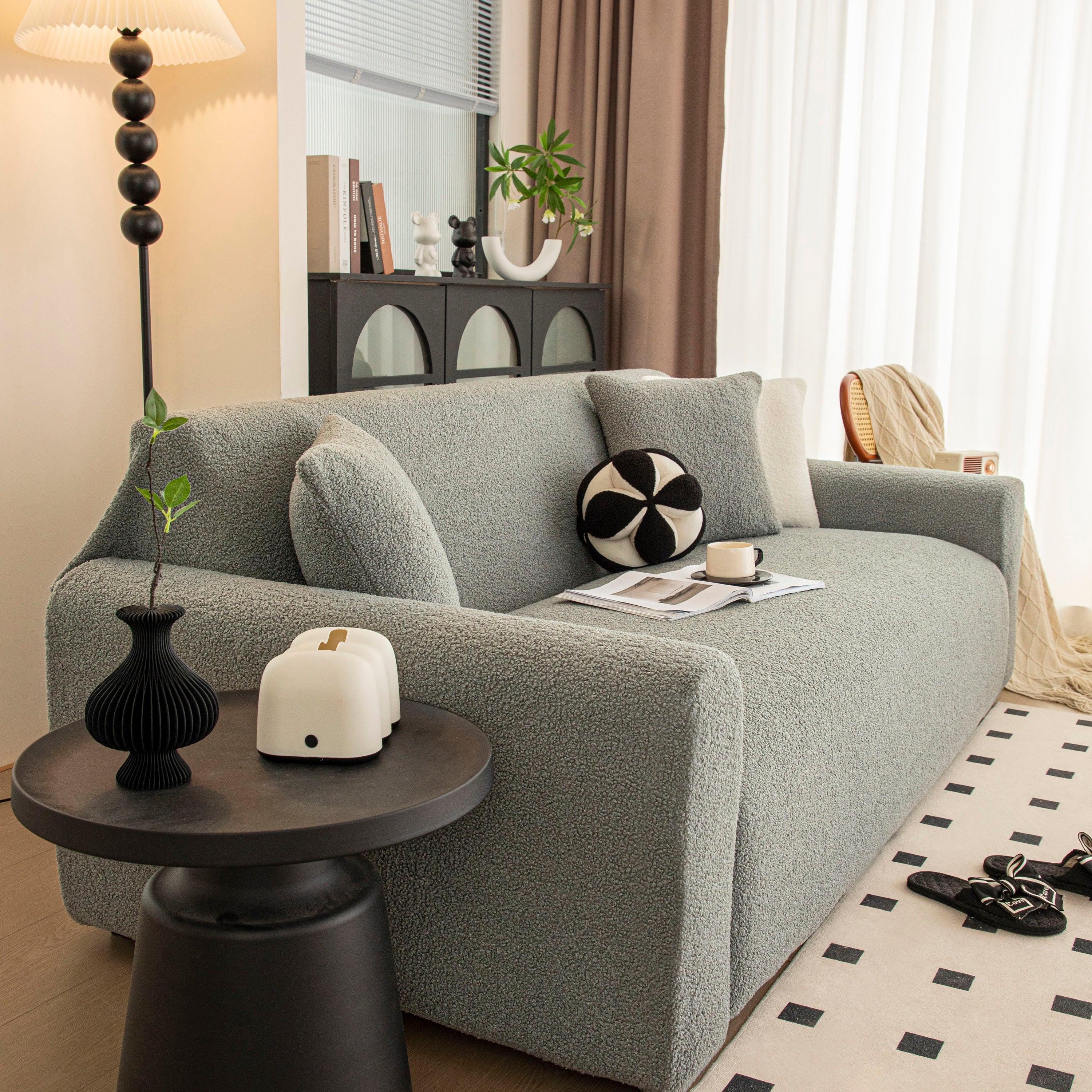 Stretch Plush Fitted Couch Slipcover Furniture Protector for 1/2/3/4/5 Cushion Couch