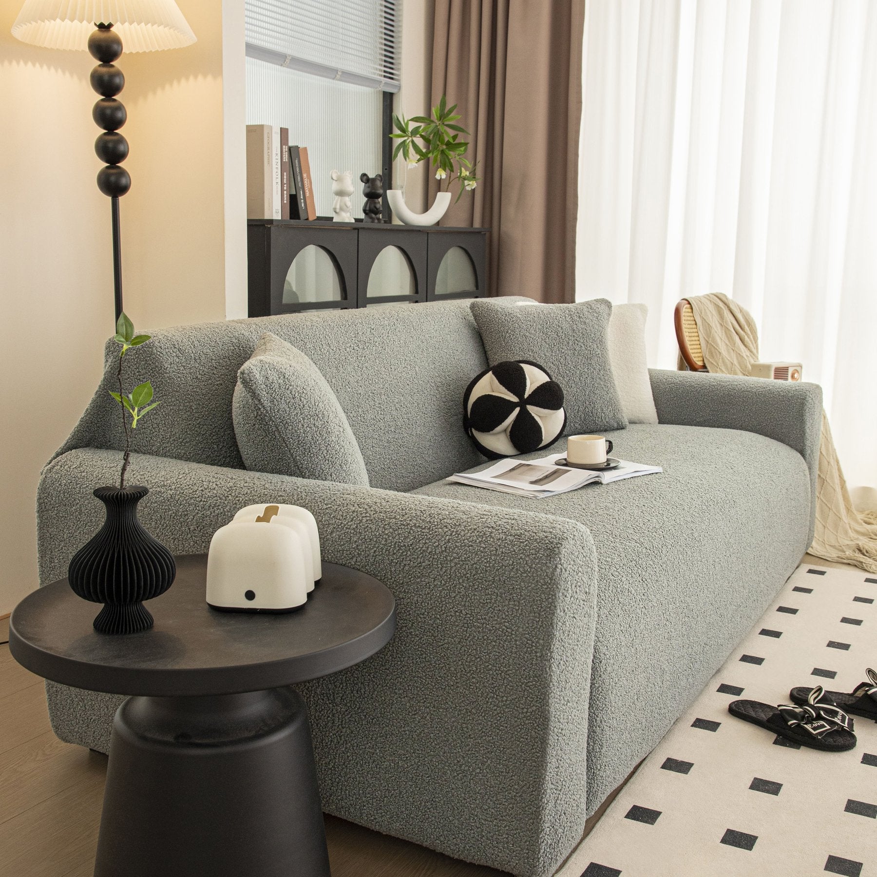 Stretch Plush Fitted Couch Slipcover Furniture Protector for 1/2/3/4/5 Cushion Couch