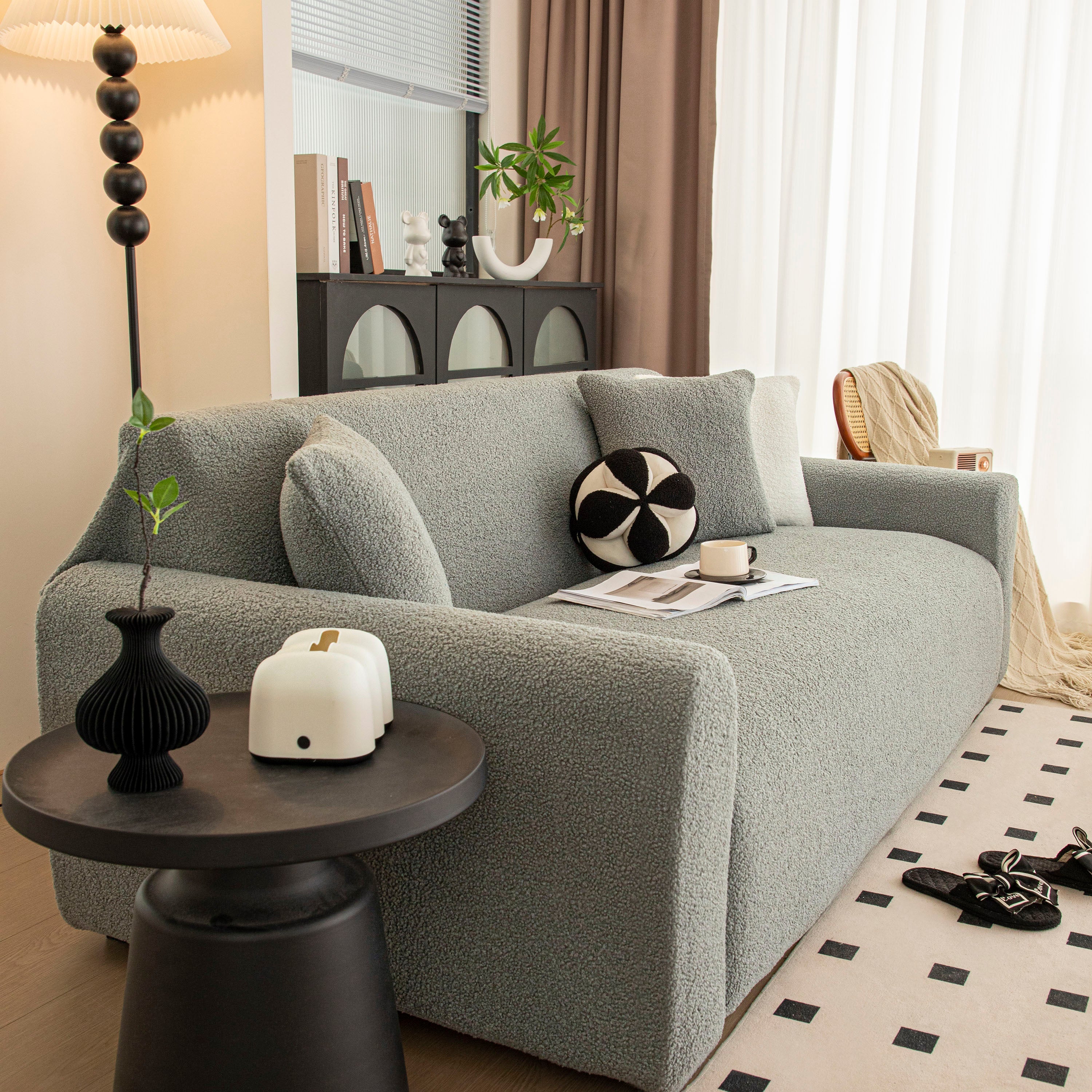 Stretch Plush Fitted Couch Slipcover Furniture Protector for 1/2/3/4/5 Cushion Couch