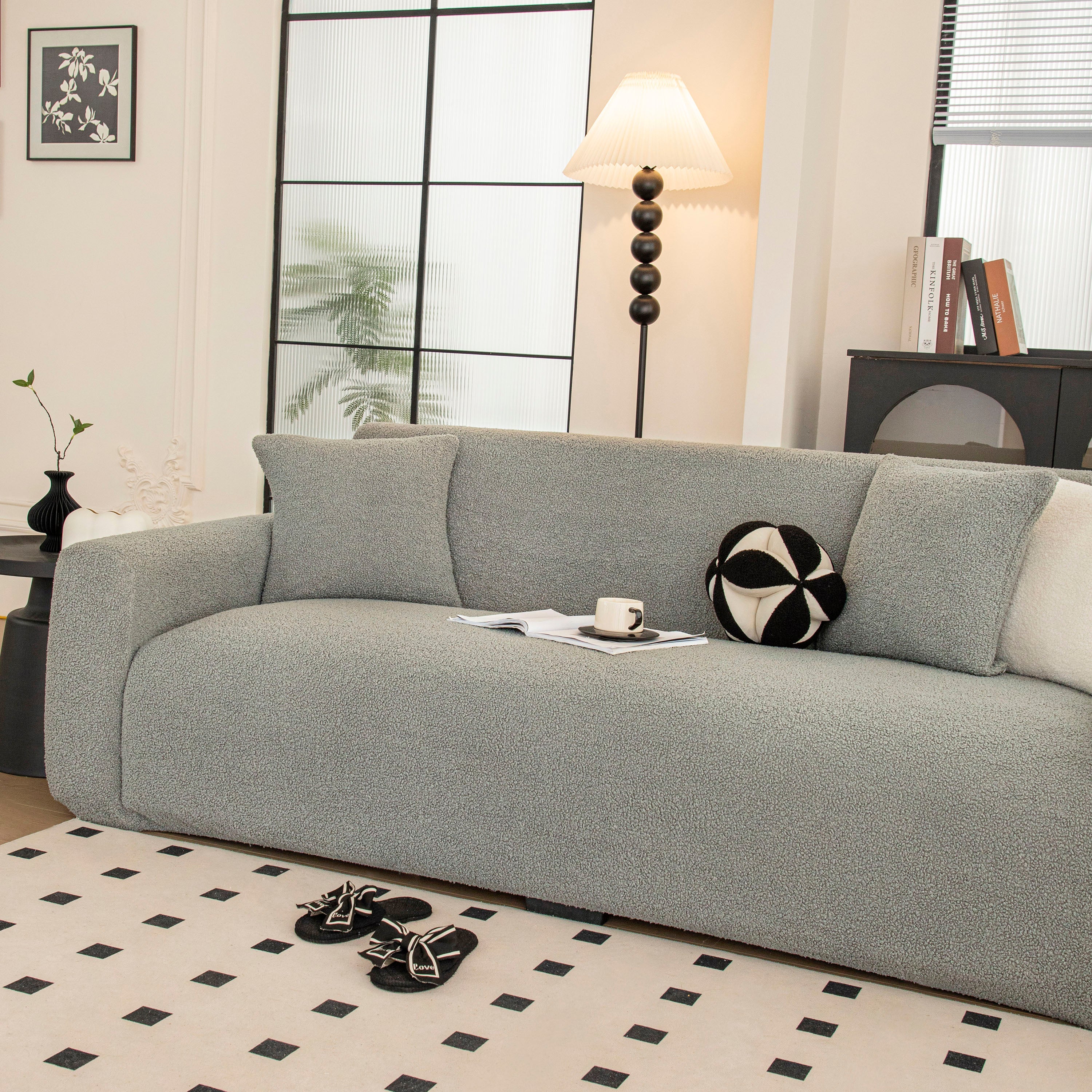 Stretch Plush Fitted Couch Slipcover Furniture Protector for 1/2/3/4/5 Cushion Couch