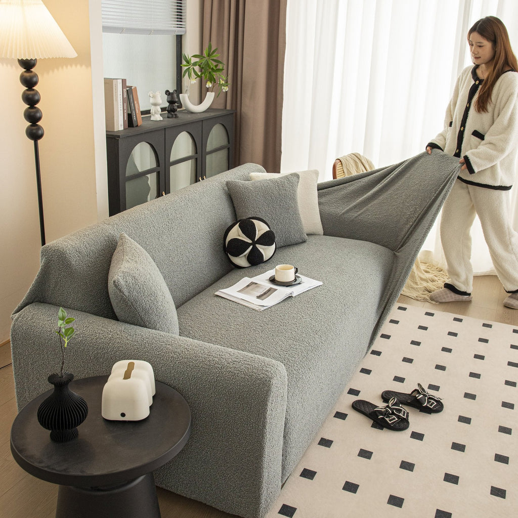 Stretch Plush Fitted Couch Slipcover Furniture Protector for 1/2/3/4/5 Cushion Couch
