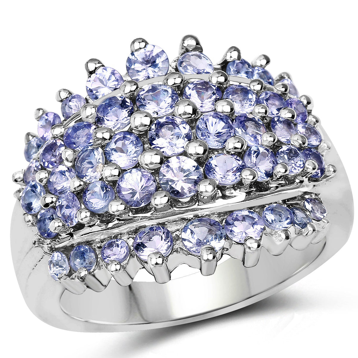 2.35 Carat Genuine Tanzanite .925 Sterling Silver Ring