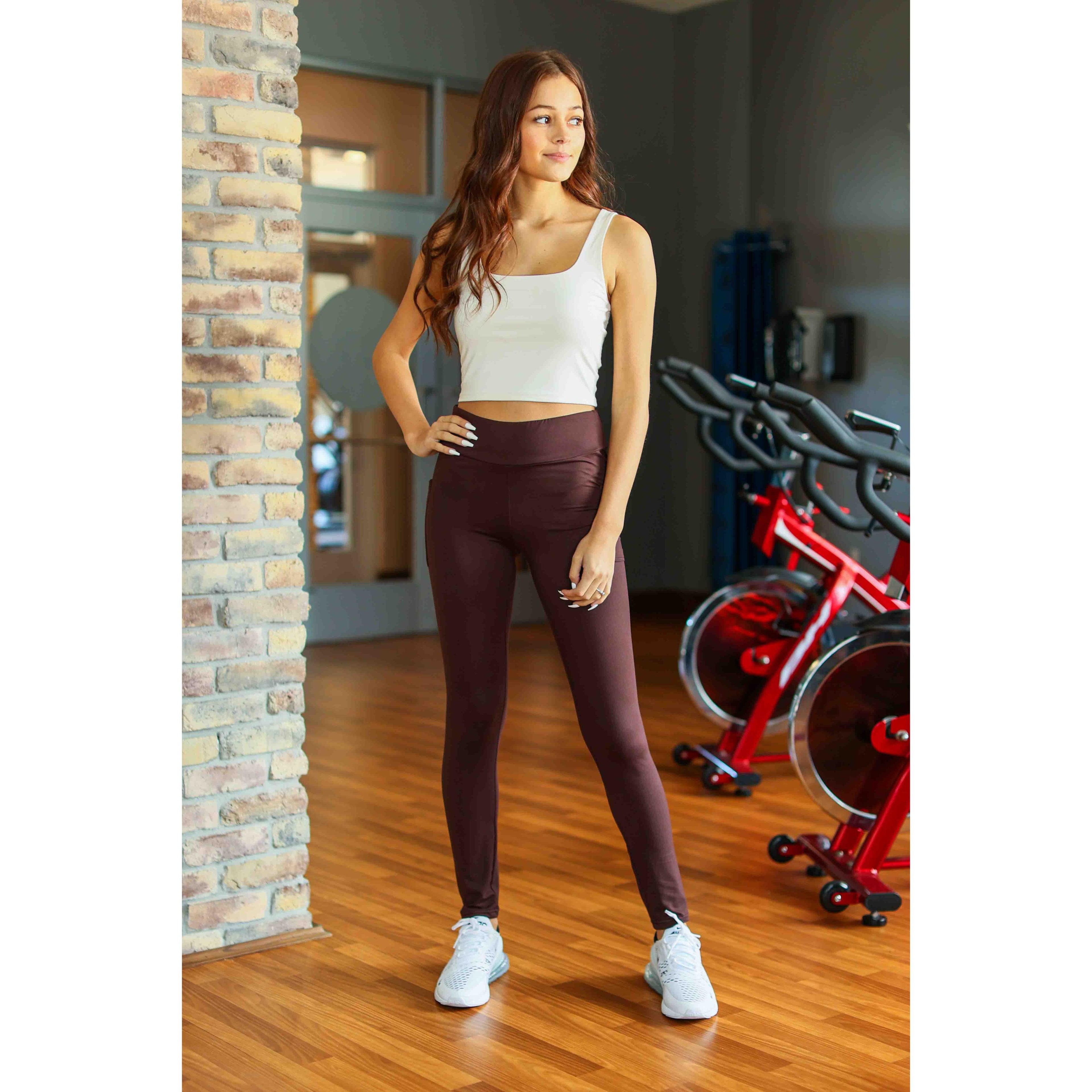 Ready to Ship  |The Brady -  Brown FULL LENGTH Leggings with POCKET
