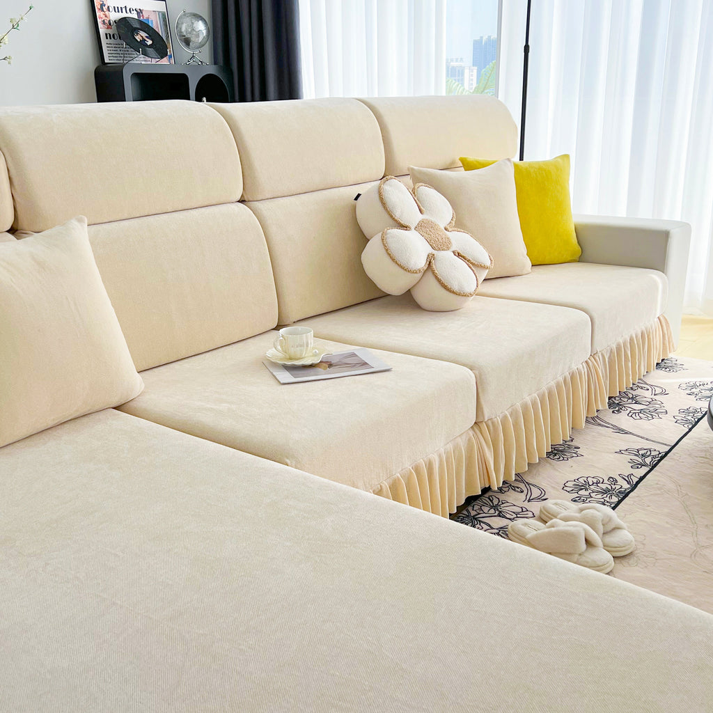 Universal Elastic Skirt Sofa Slipcover, Stretch Sofa Cushion Cover For Bedroom Office Living Room