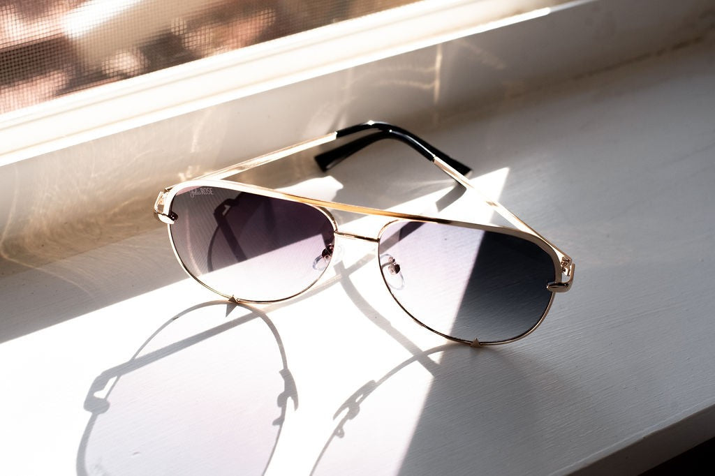 Ready to Ship  | The Alex Gold/Gray- High Quality Unisex Aviator Sunglasses