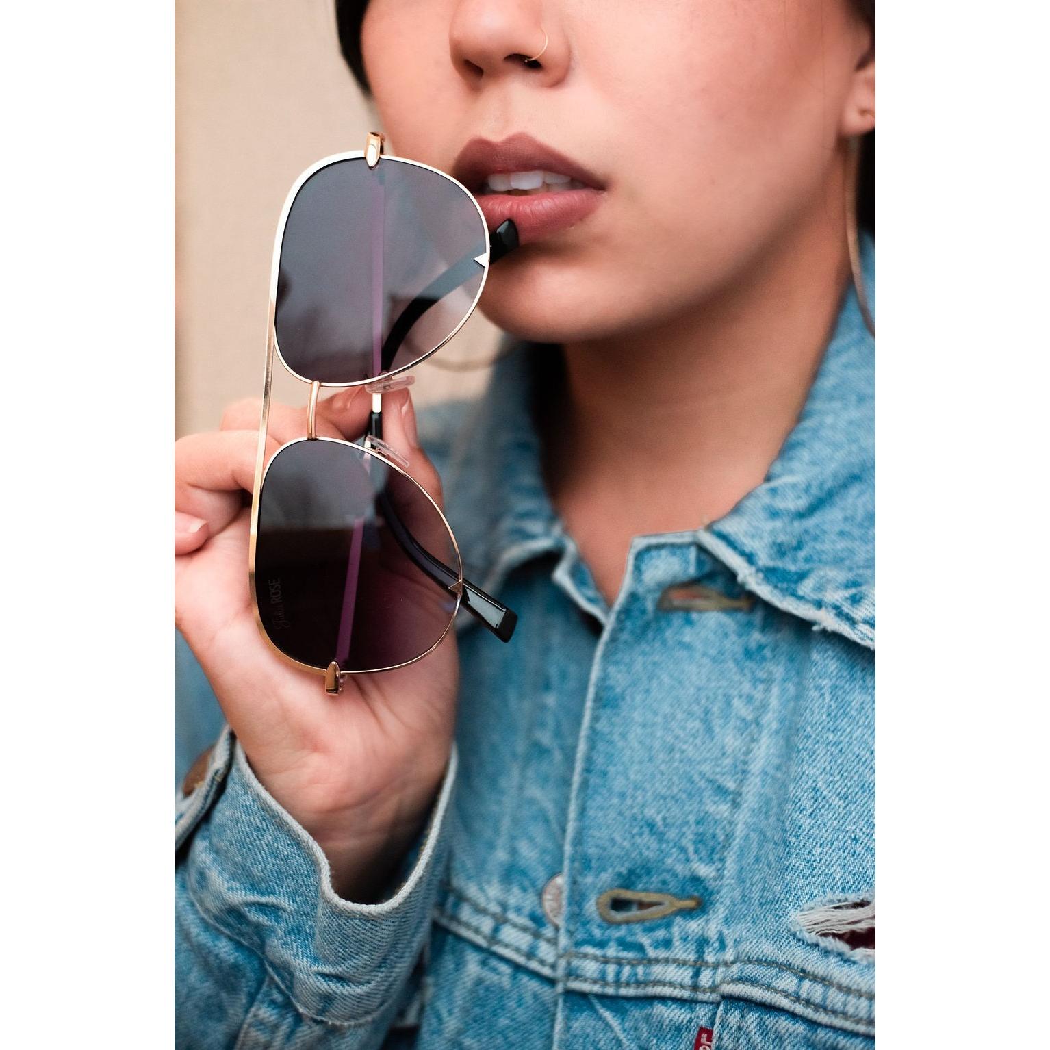 Ready to Ship  | The Alex Gold/Gray- High Quality Unisex Aviator Sunglasses