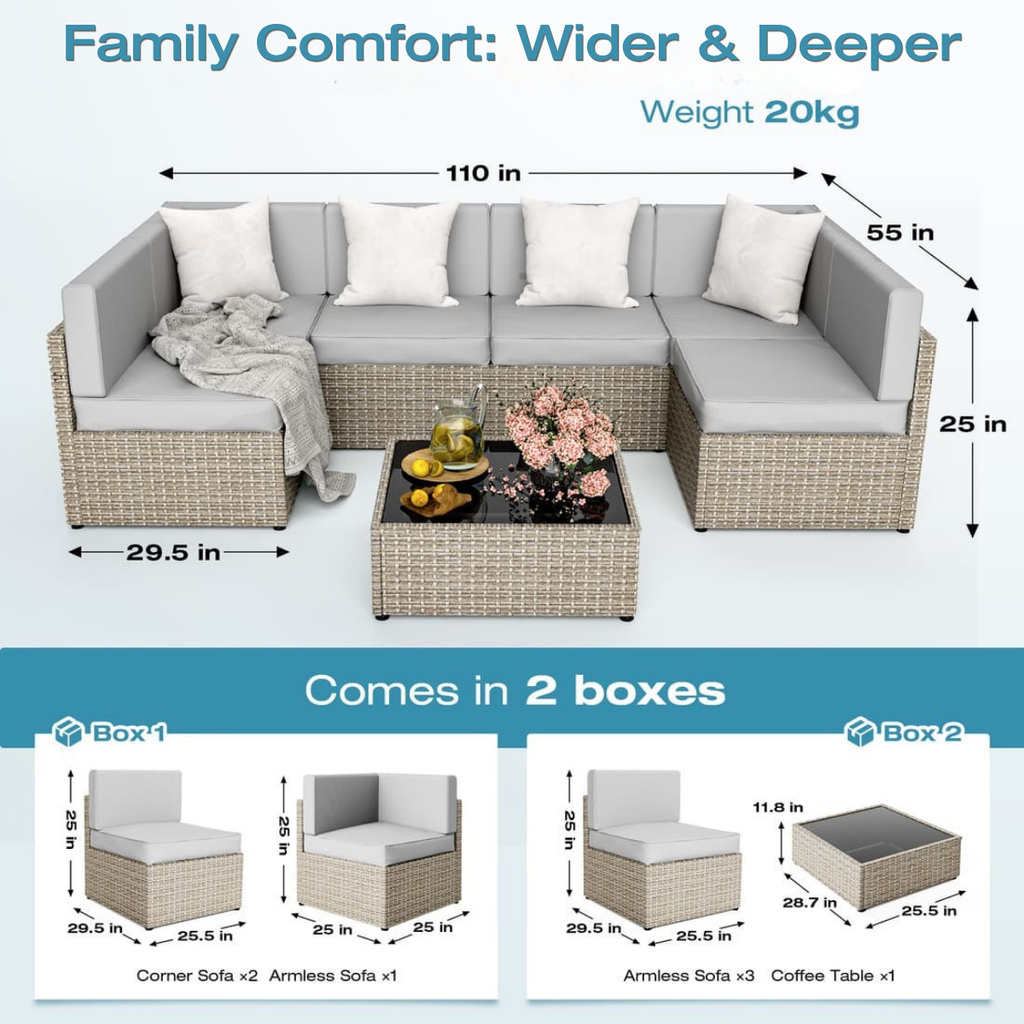 Axis 106.2" Classic Outdoor Sectional Set, 7-Piece