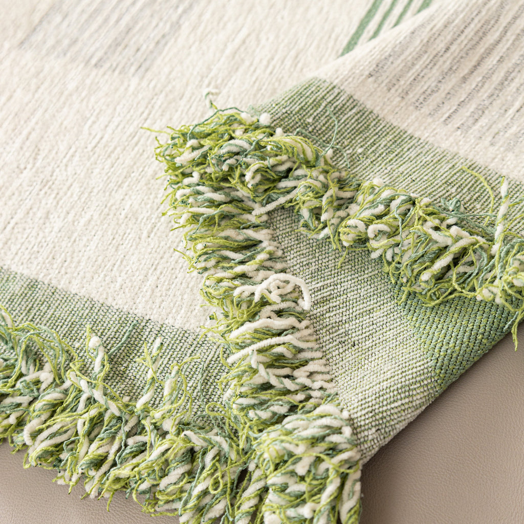 Geometric Chenille Sofa Throw Cover, Breathable Couch Protector with Tassel Fringe