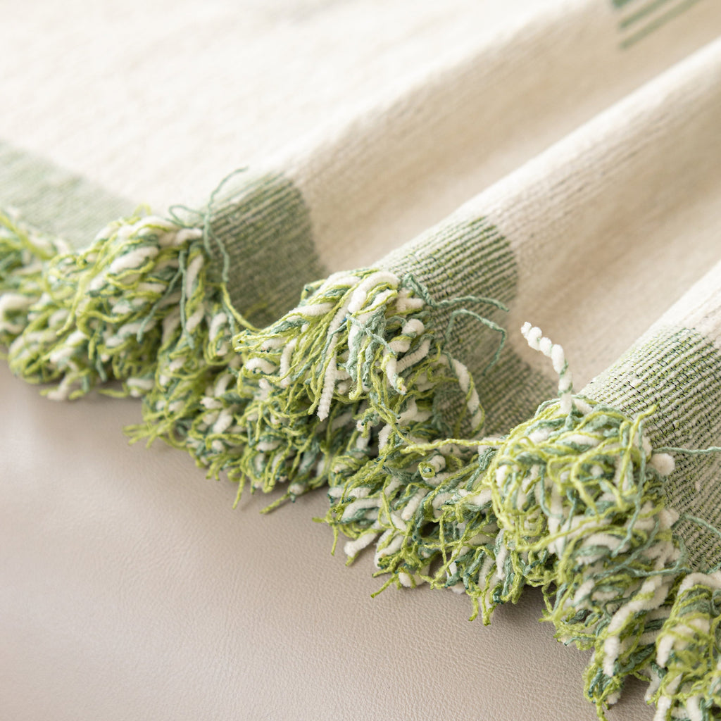 Geometric Chenille Sofa Throw Cover, Breathable Couch Protector with Tassel Fringe